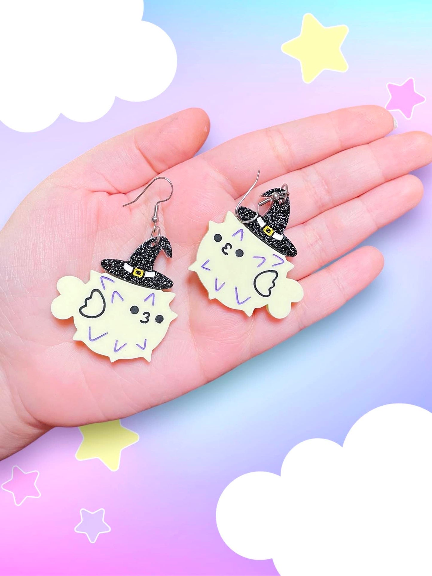 Puffer-witch, Pufferfish Acrylic Earrings