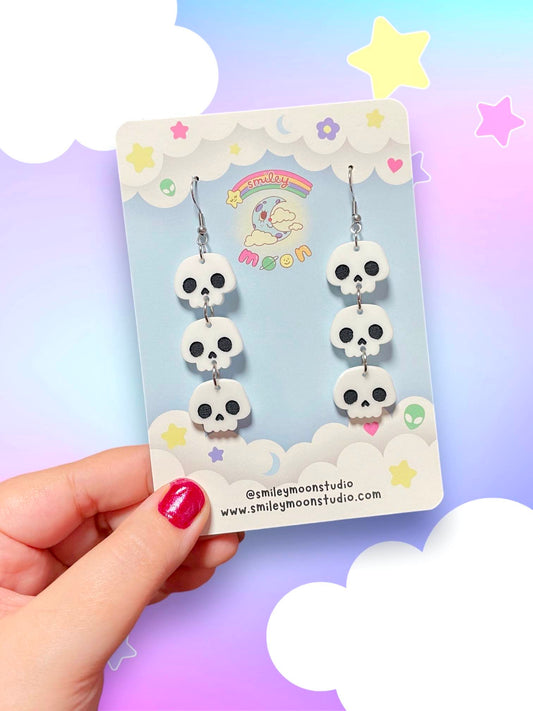 Cutie Skull Stacks, Acrylic Earrings