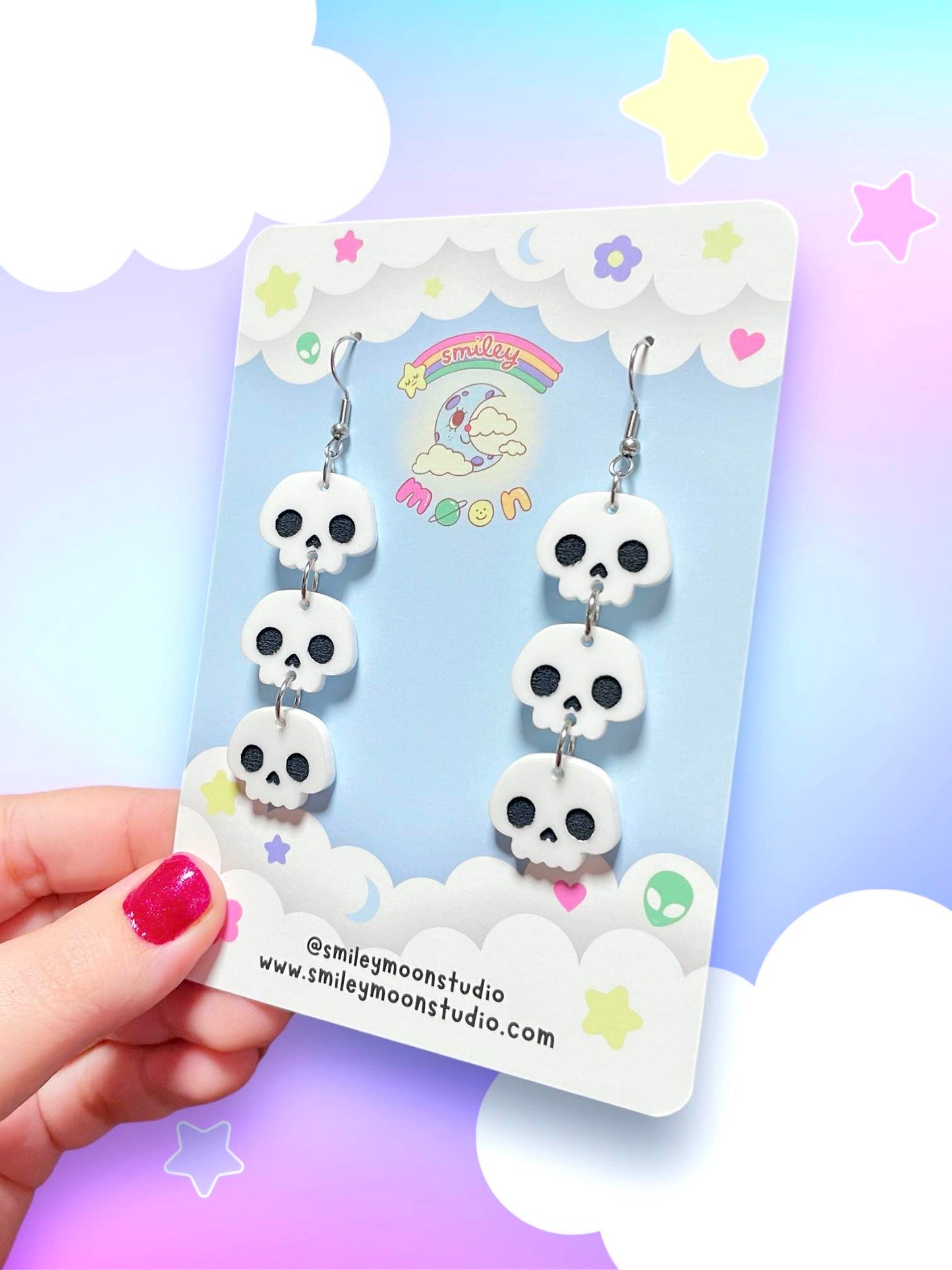 Cutie Skull Stacks, Acrylic Earrings