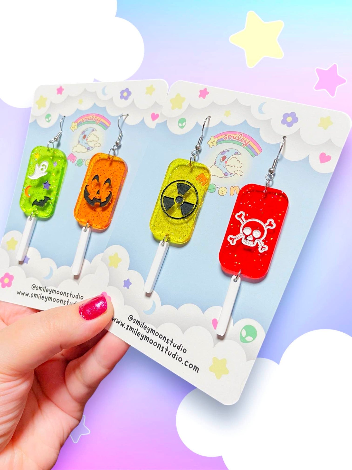 Spooky Lollipop Acrylic Earrings