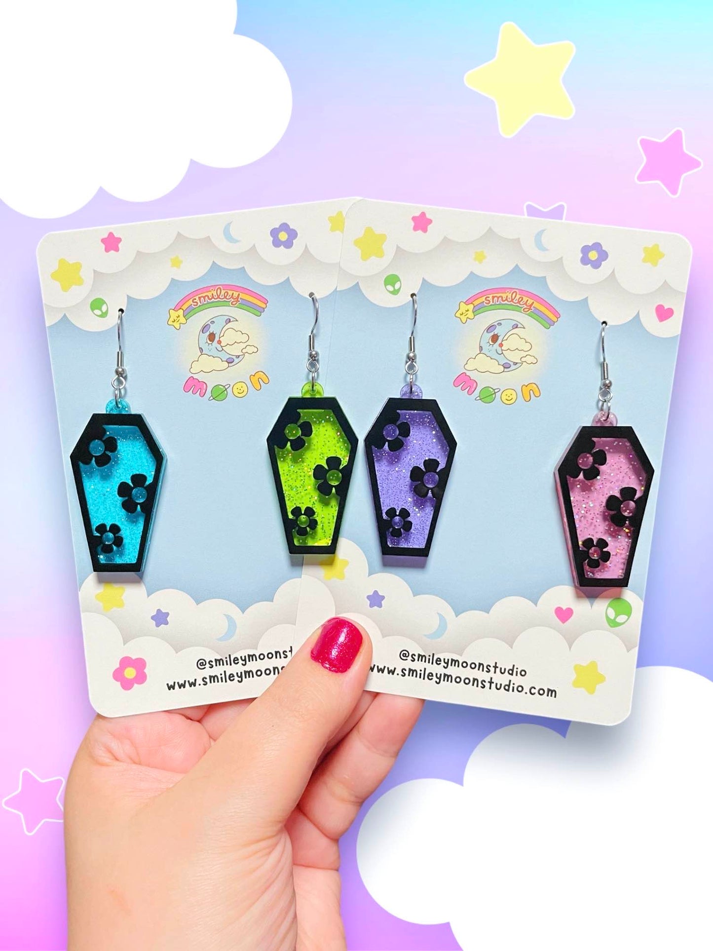 Groovy Coffin Acrylic Earrings