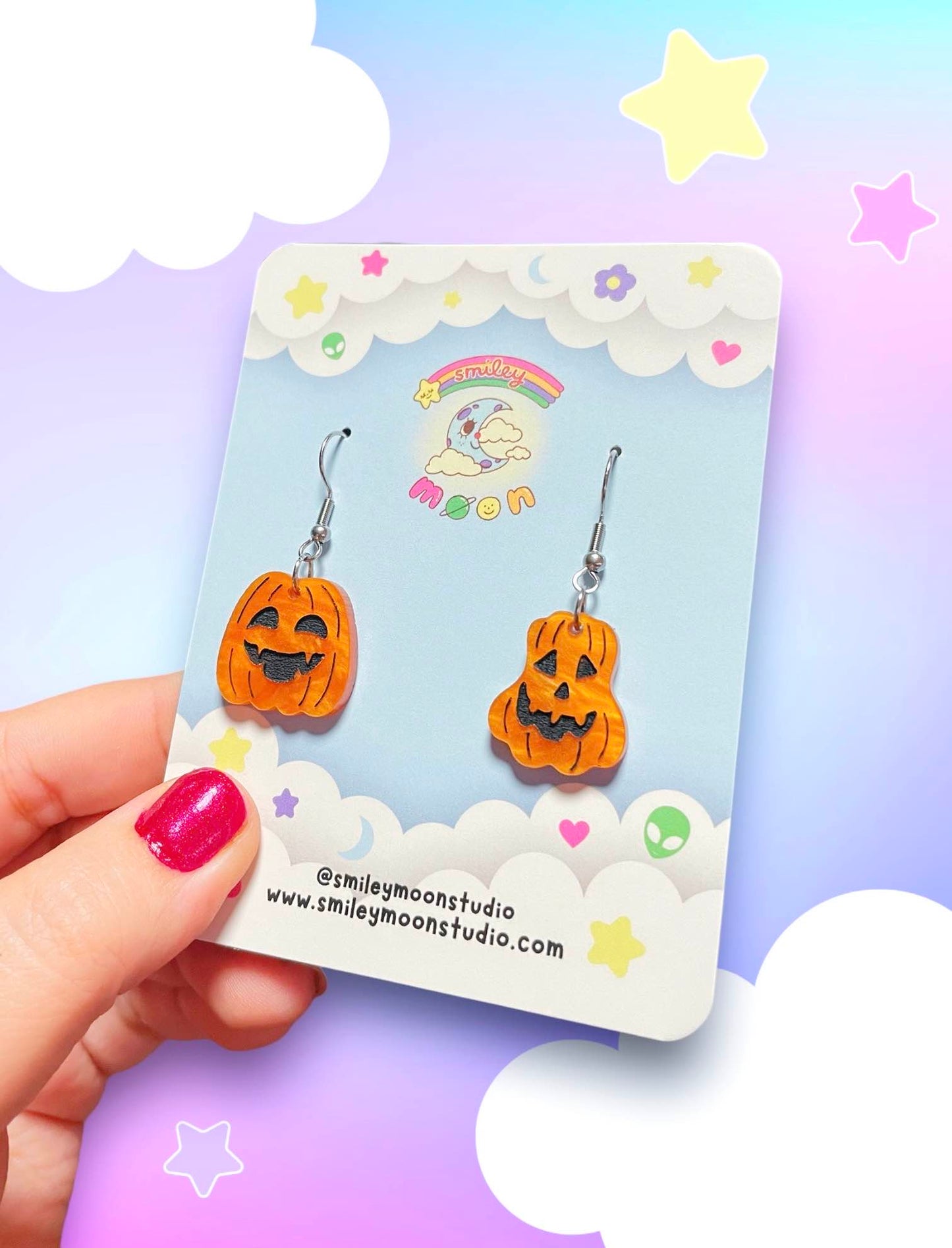 Mini Jack'O'Lantern Acrylic Earrings