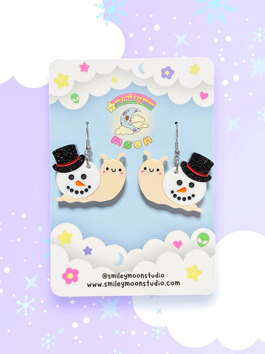 Snowman Snail Acrylic Earrings