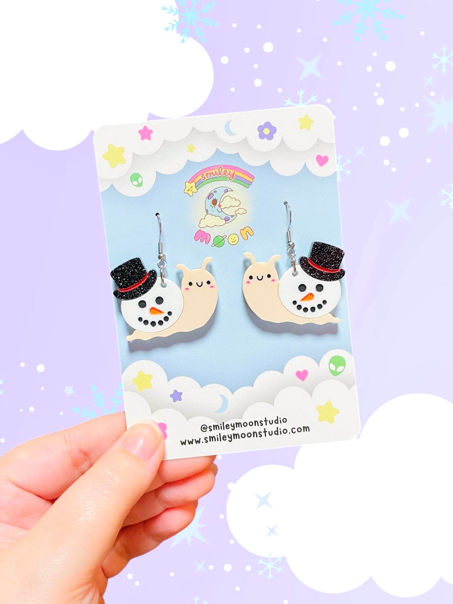 Snowman Snail Acrylic Earrings