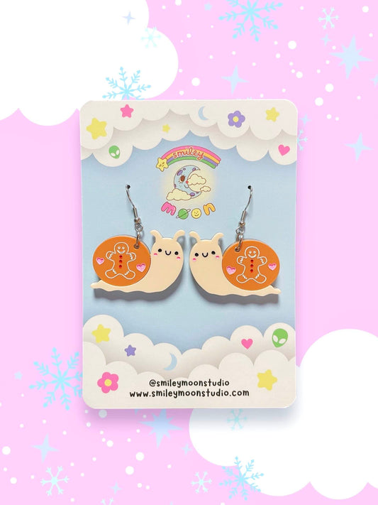 Gingerbread Snail, Acrylic Earrings