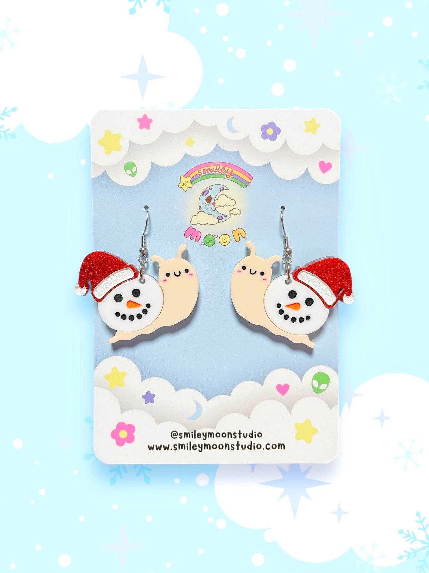 Santa Snail Acrylic Earrings