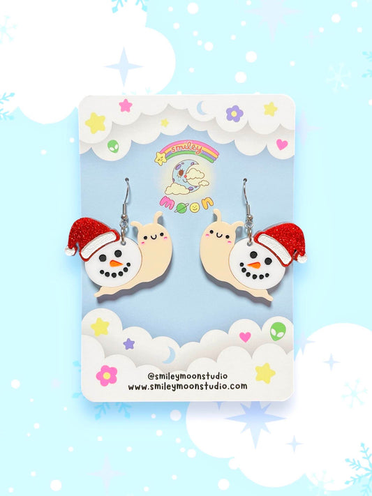 Santa Snail Acrylic Earrings