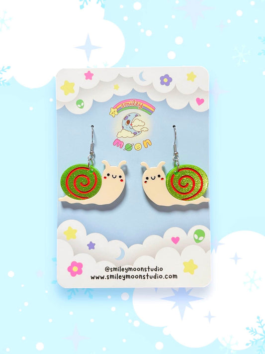 Christmas Snail, Acrylic Earrings