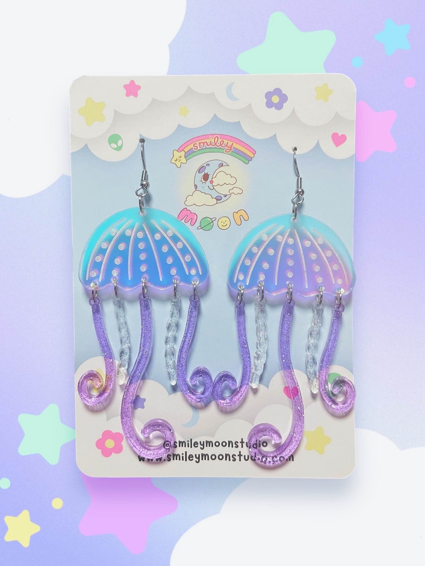 Whimsical Jellyfish Acrylic Earrings