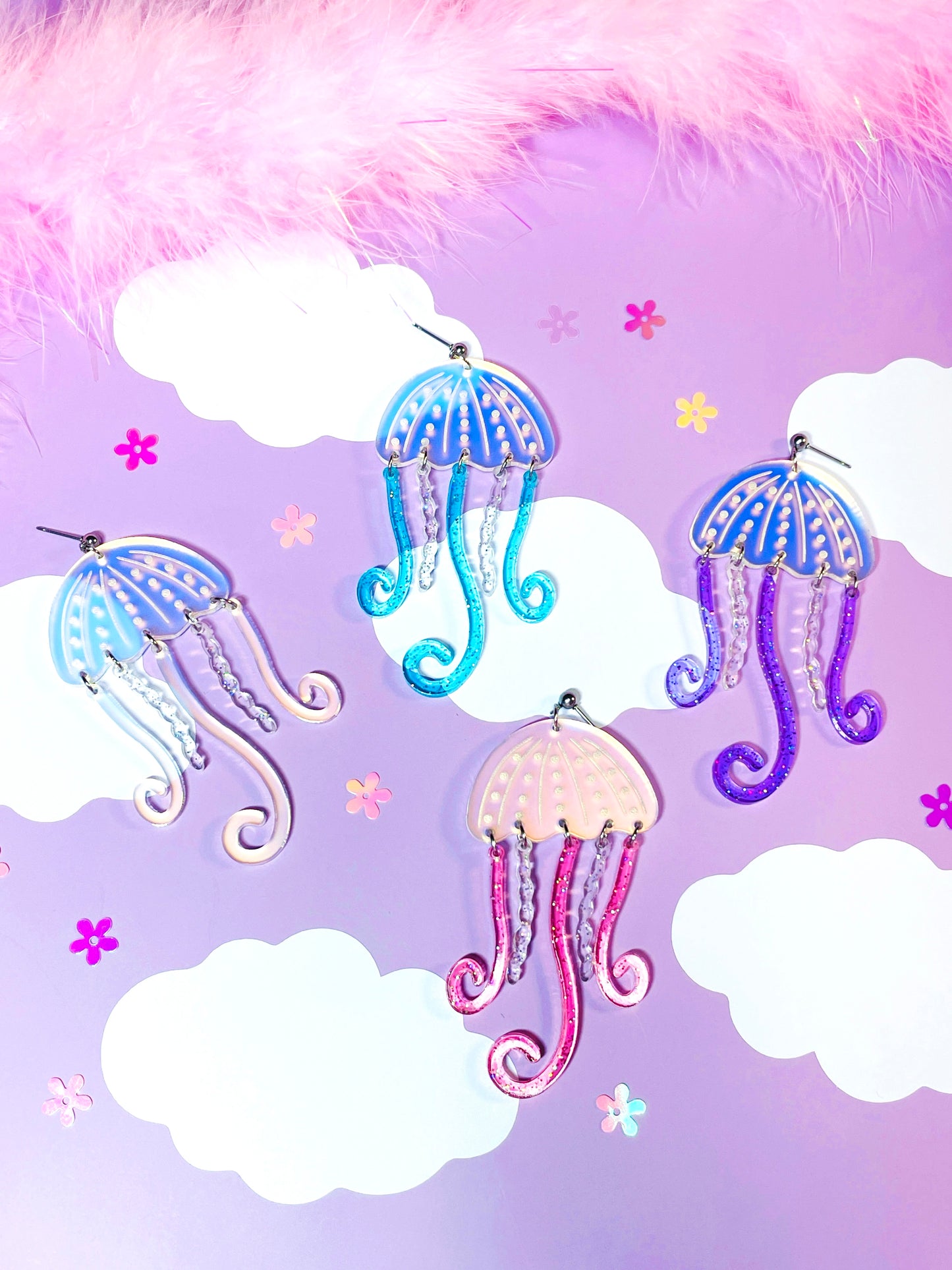 Whimsical Jellyfish Acrylic Earrings