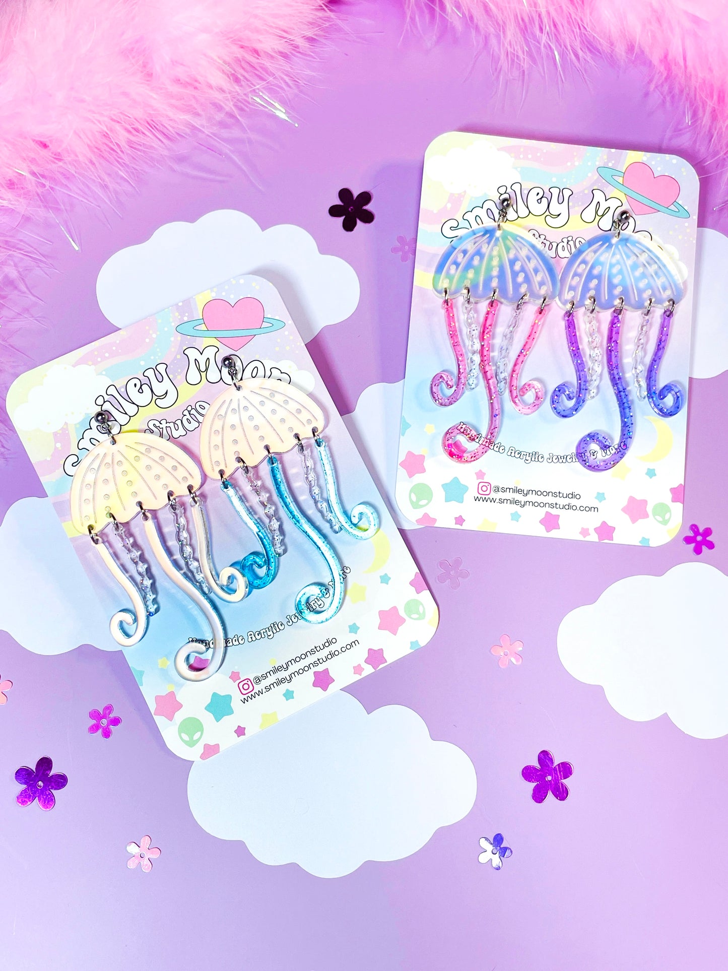 Whimsical Jellyfish Acrylic Earrings