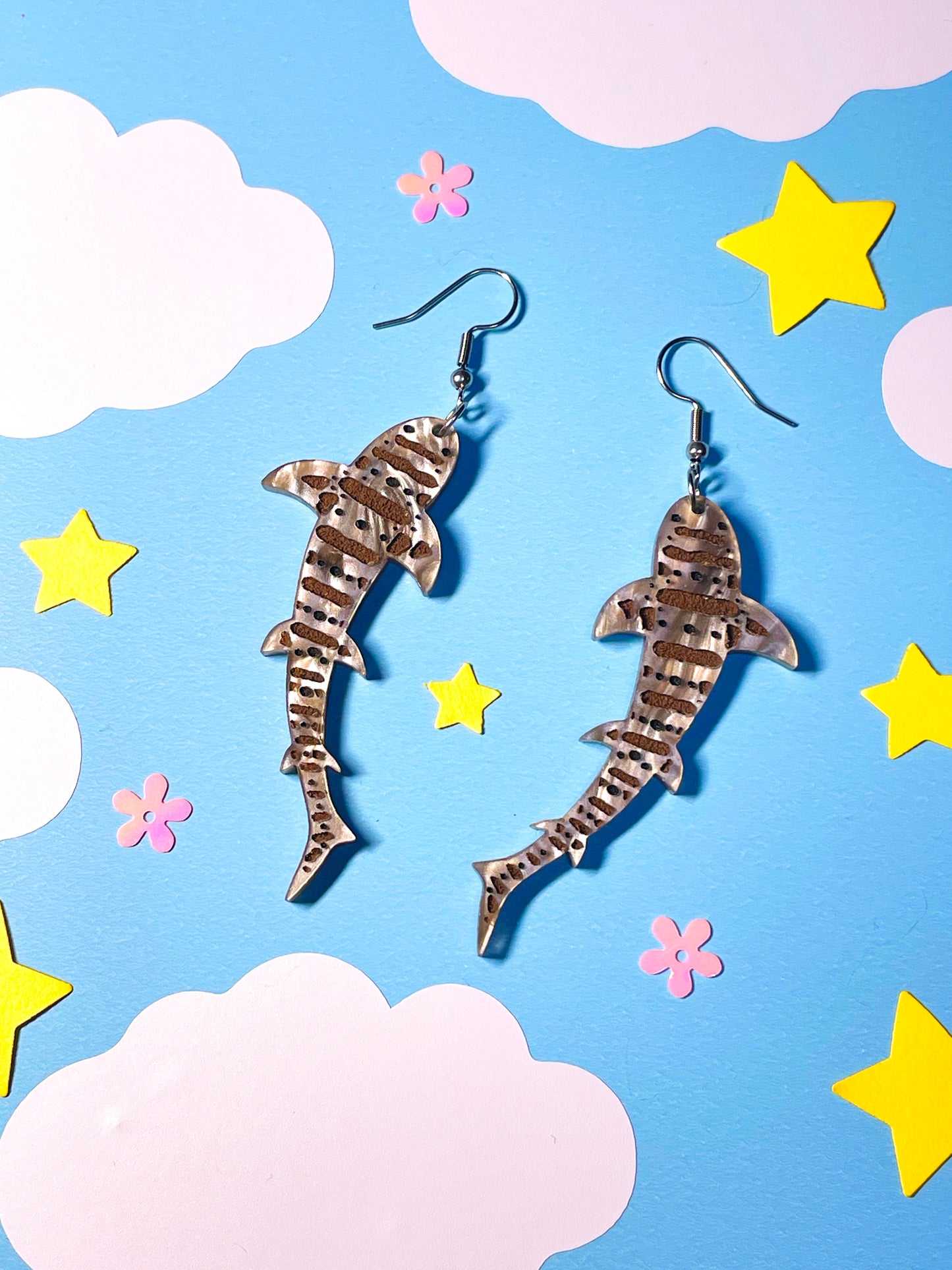 Leopard Shark Acrylic Earrings