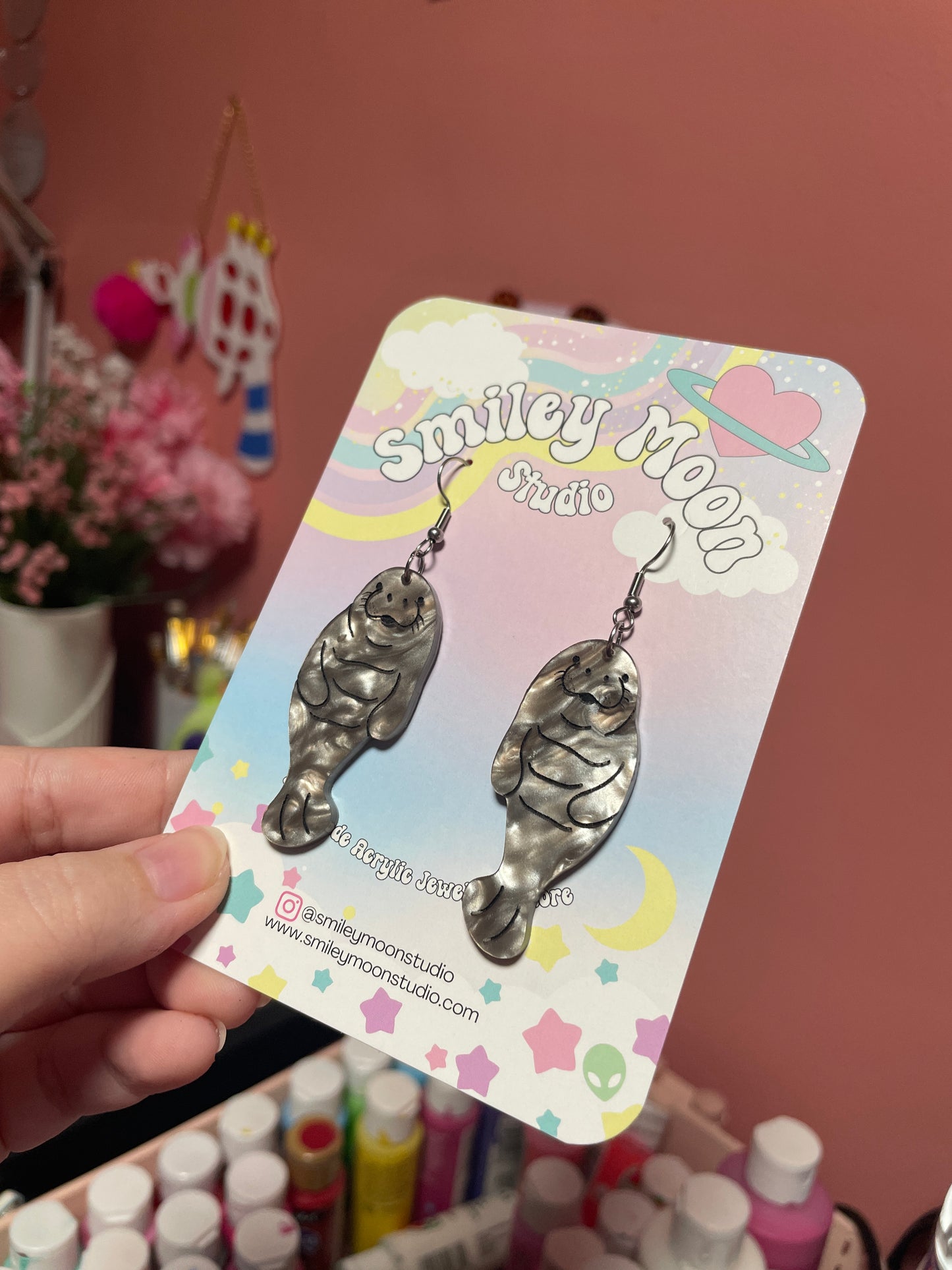 Manatee Acrylic Earrings