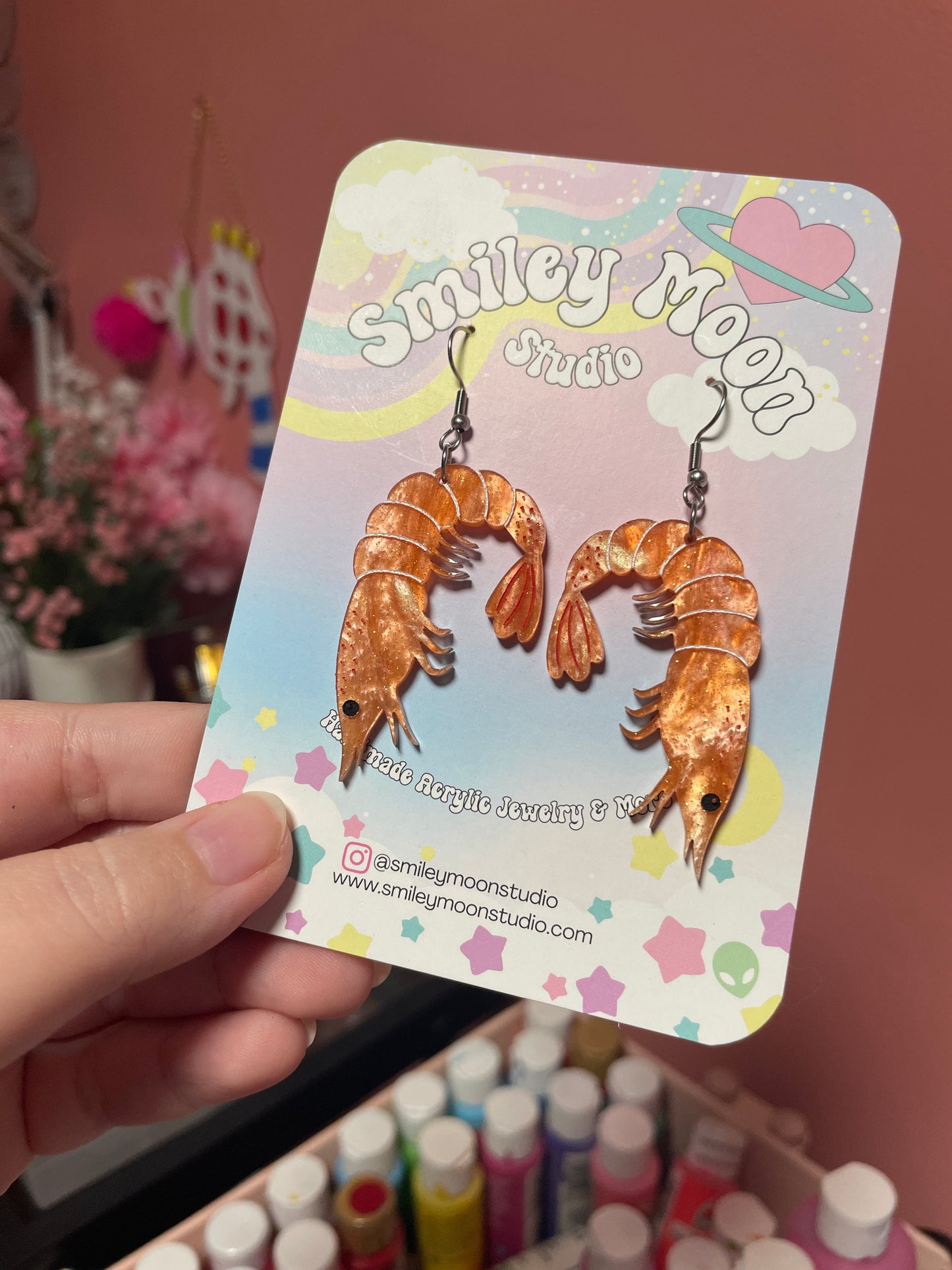 Shrimp Acrylic Earrings