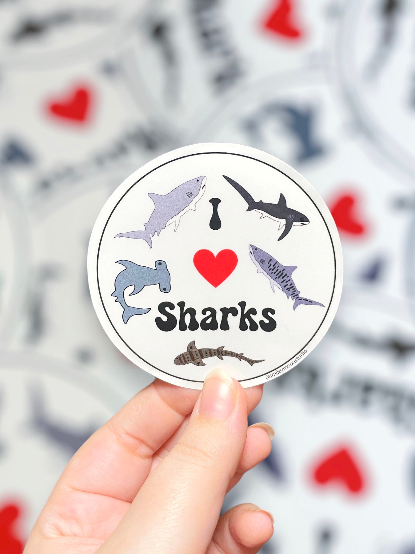 I Love Sharks, Vinyl Sticker