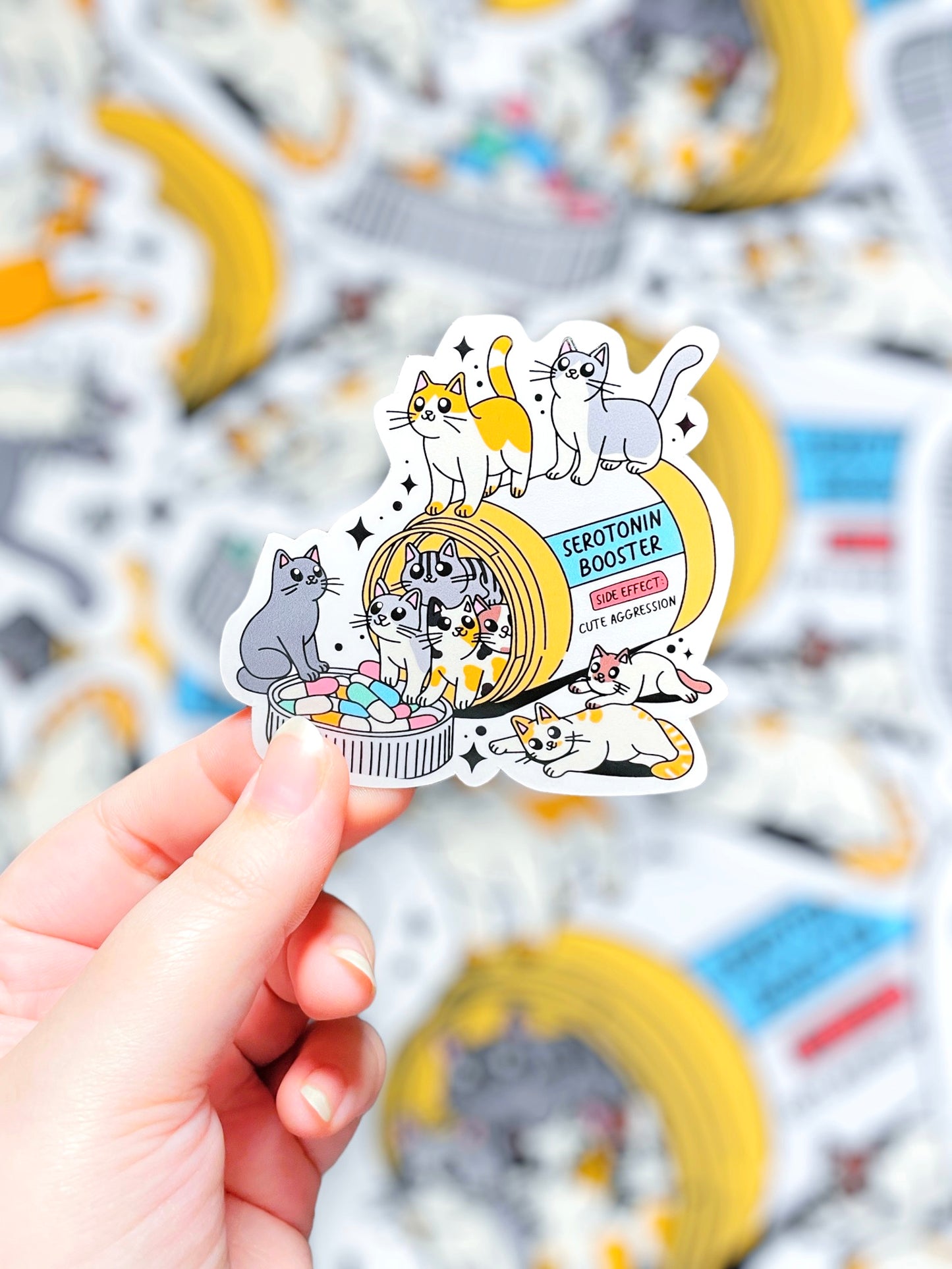 Kitty Serotonin Booster, Vinyl Sticker