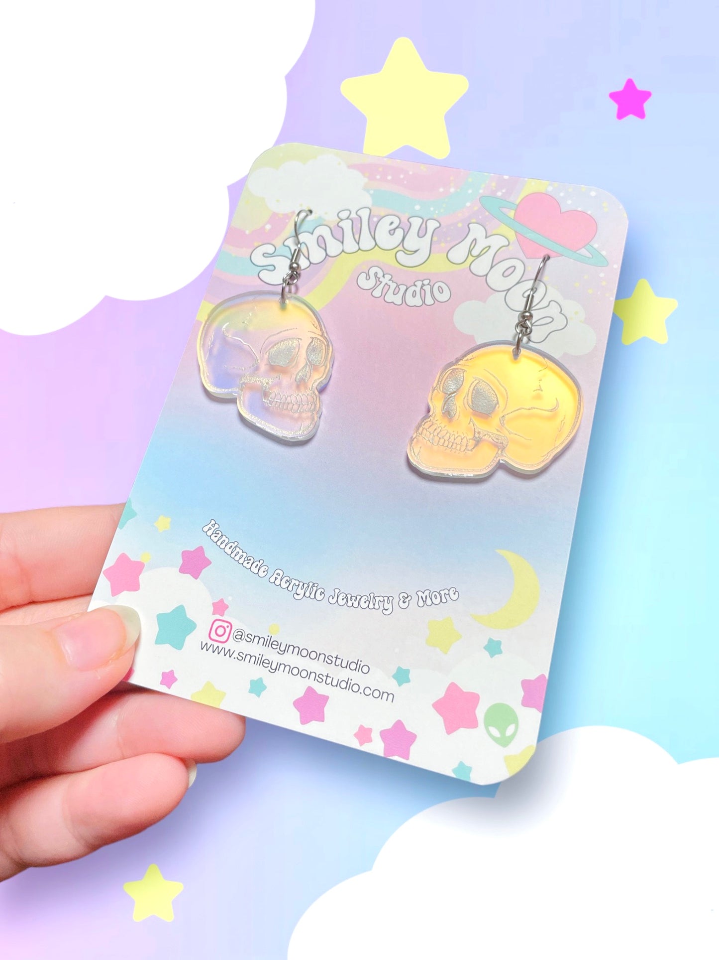 Iridescent Skull Acrylic Earrings