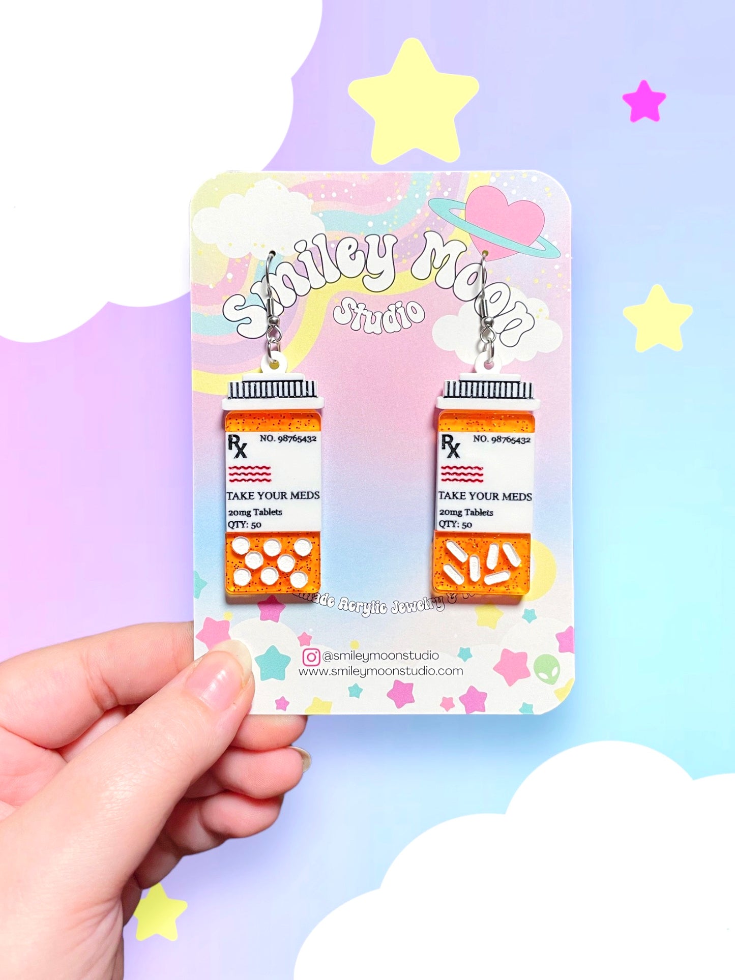 Customizable Take Your Meds, Acrylic Earrings