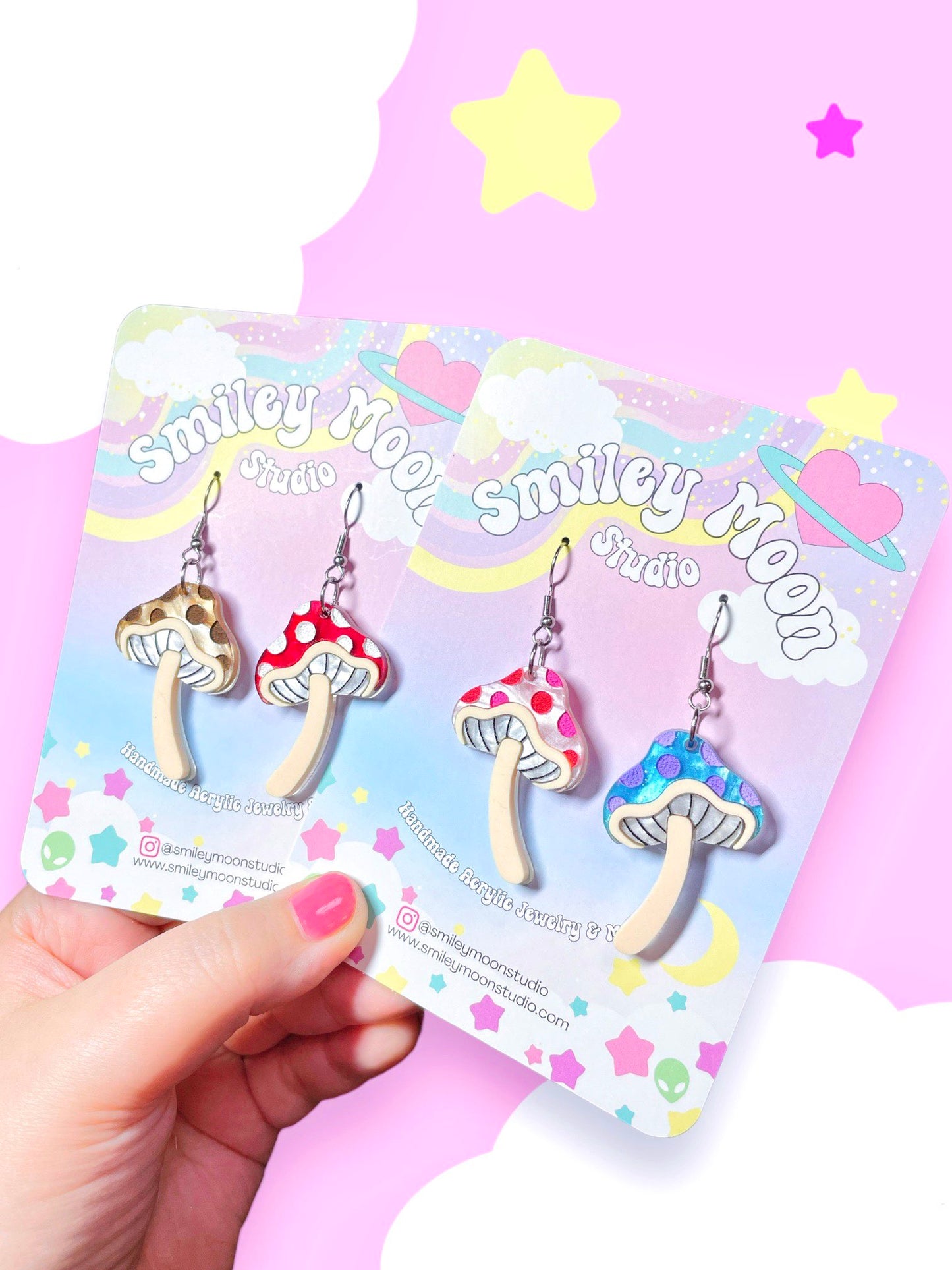 Whimsical Mushroom Acrylic Earrings