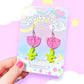 Jelly Pink Rose Acrylic Earrings