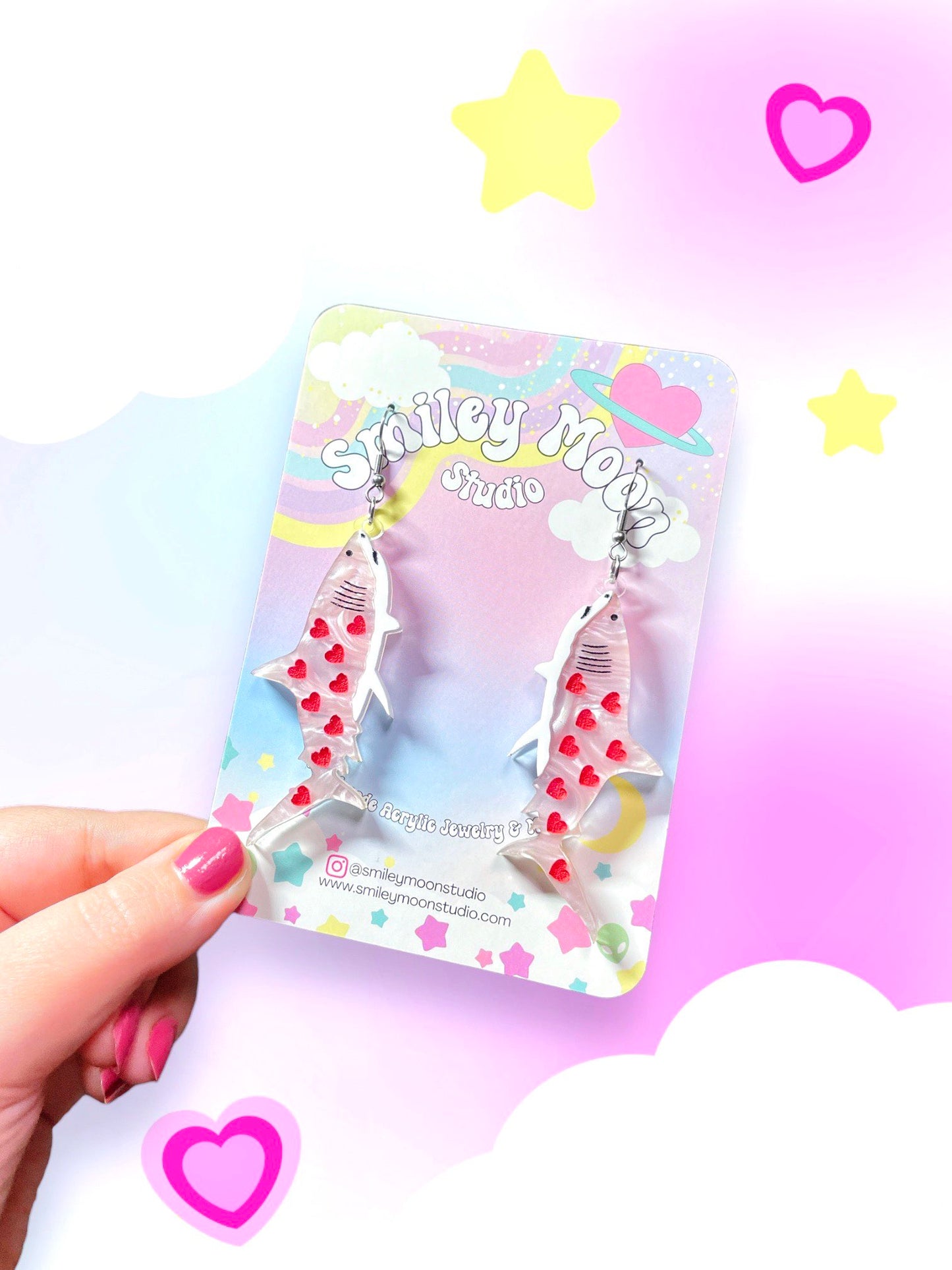 Love Shark Acrylic Earrings