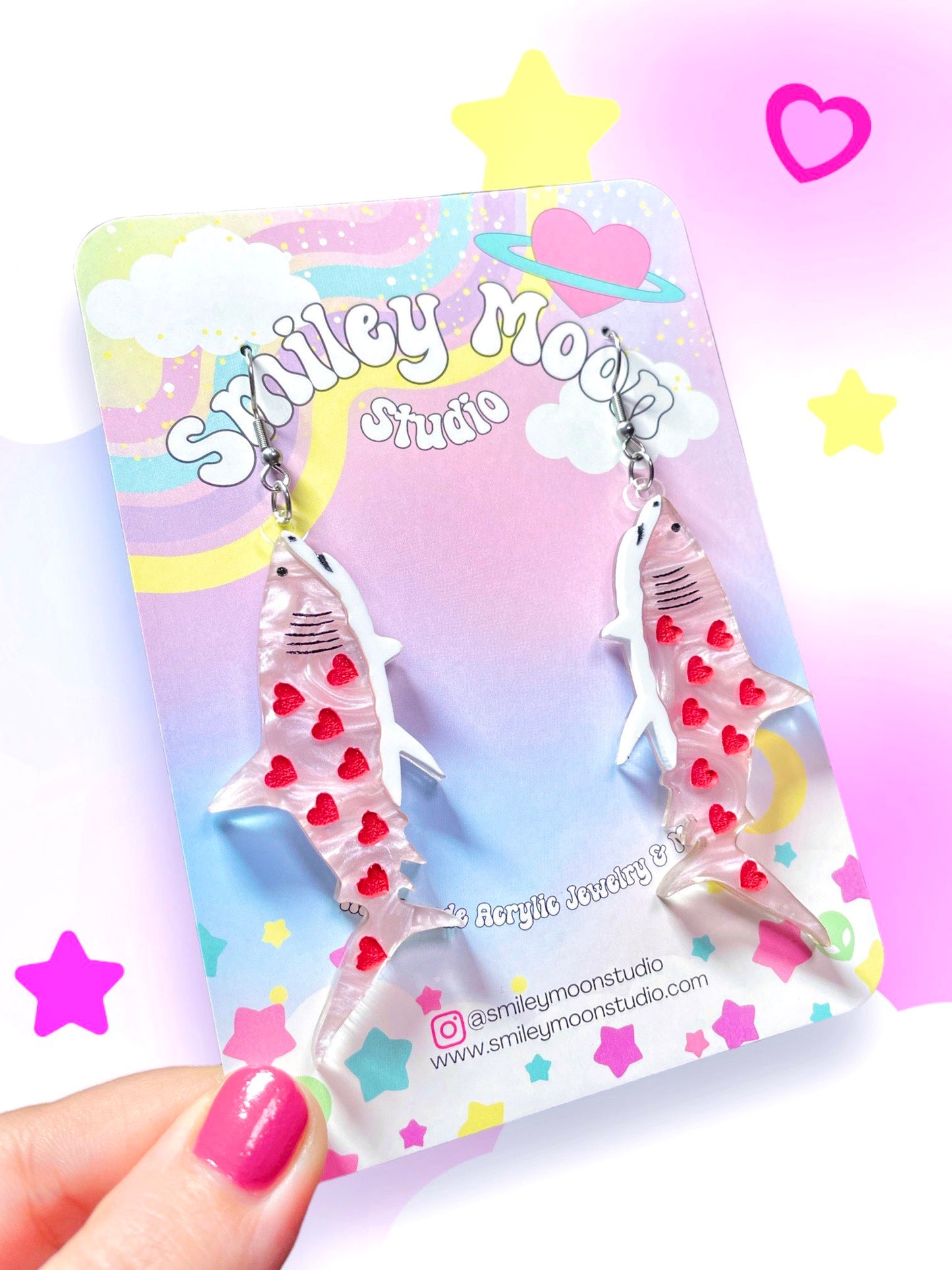 Love Shark Acrylic Earrings