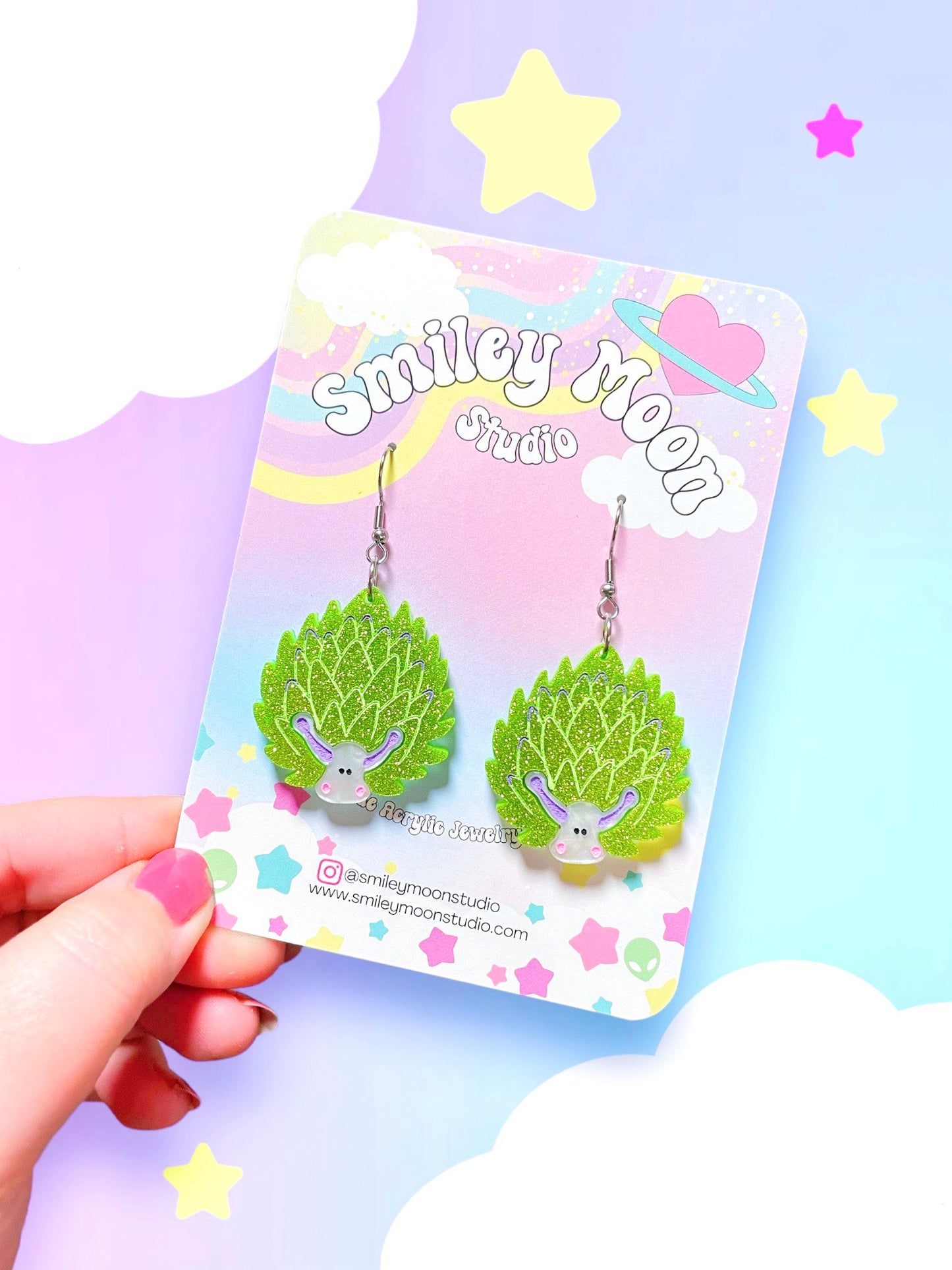 Leaf Sheep, Sea Slug Acrylic Earrings