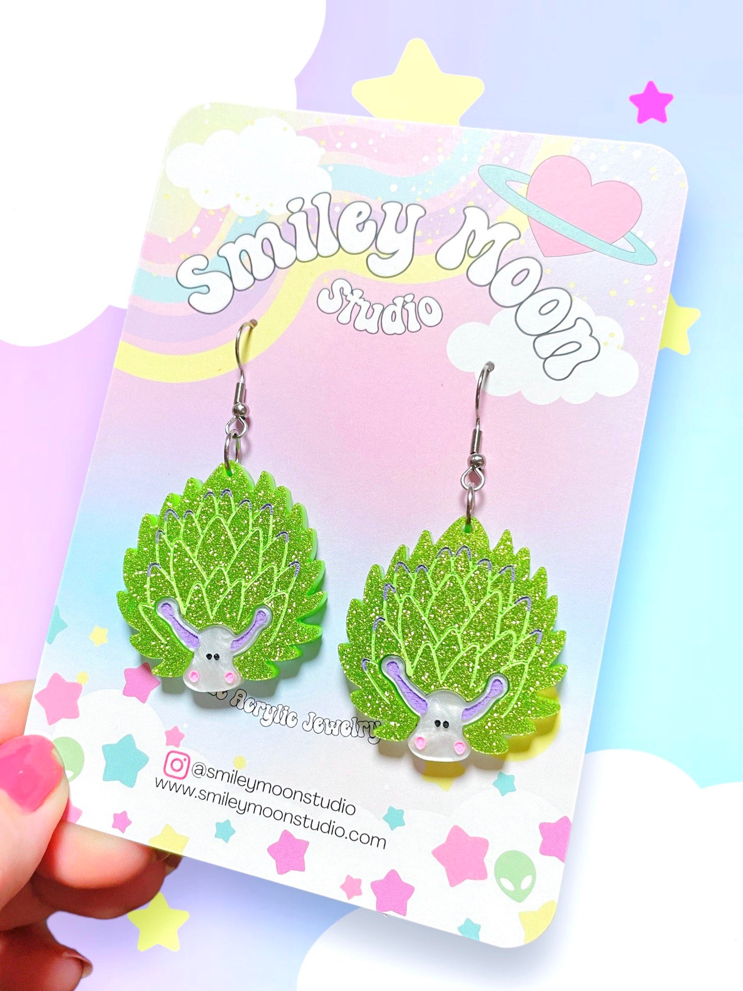 Leaf Sheep, Sea Slug Acrylic Earrings