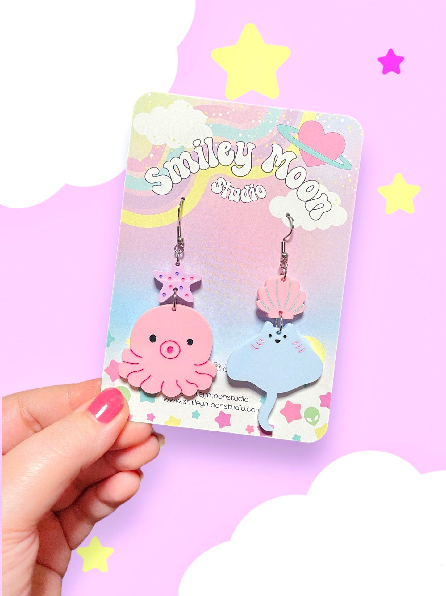 Pastel Baby Sea Critter Acrylic Earrings