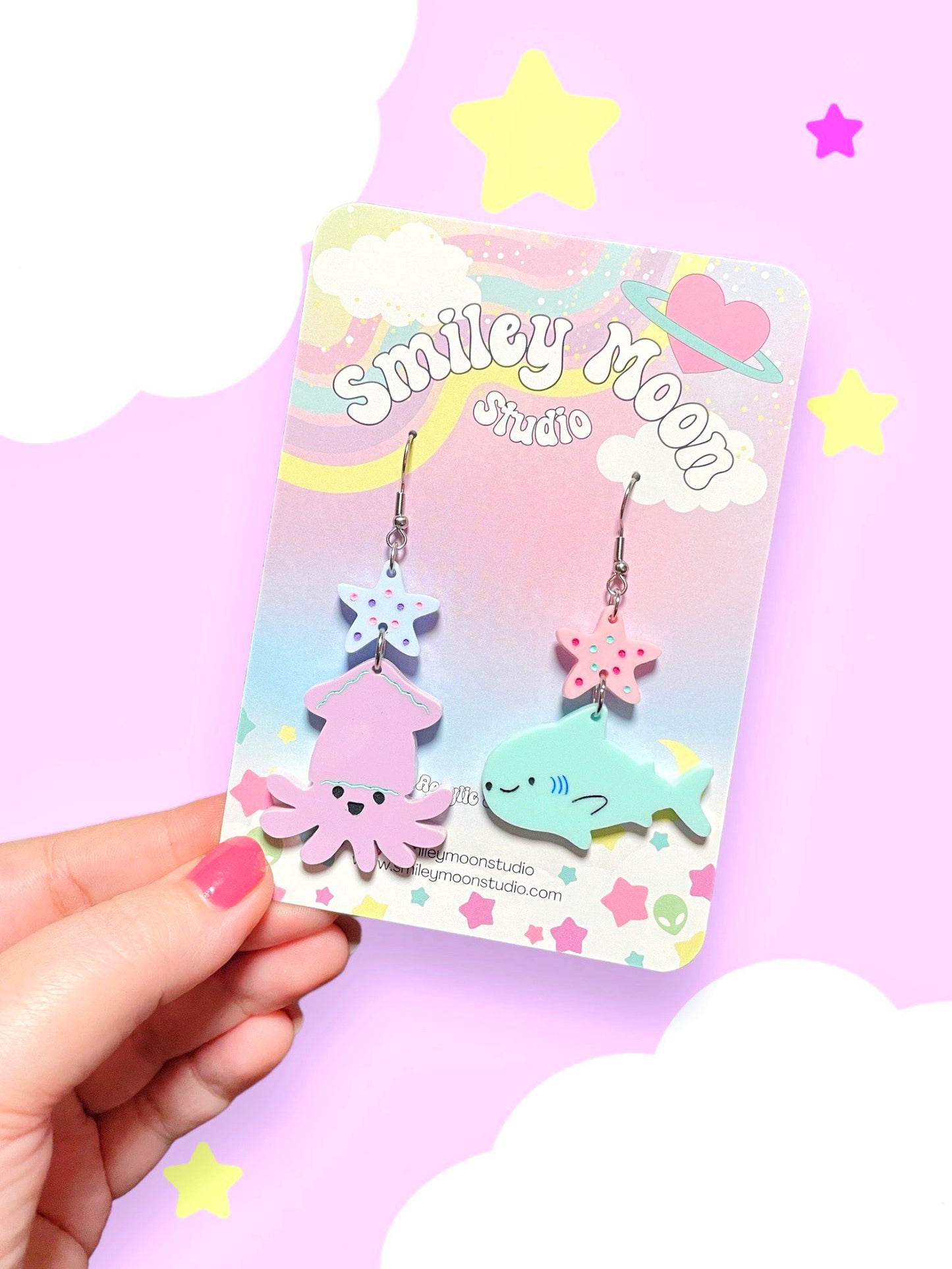 Pastel Baby Sea Critter Acrylic Earrings