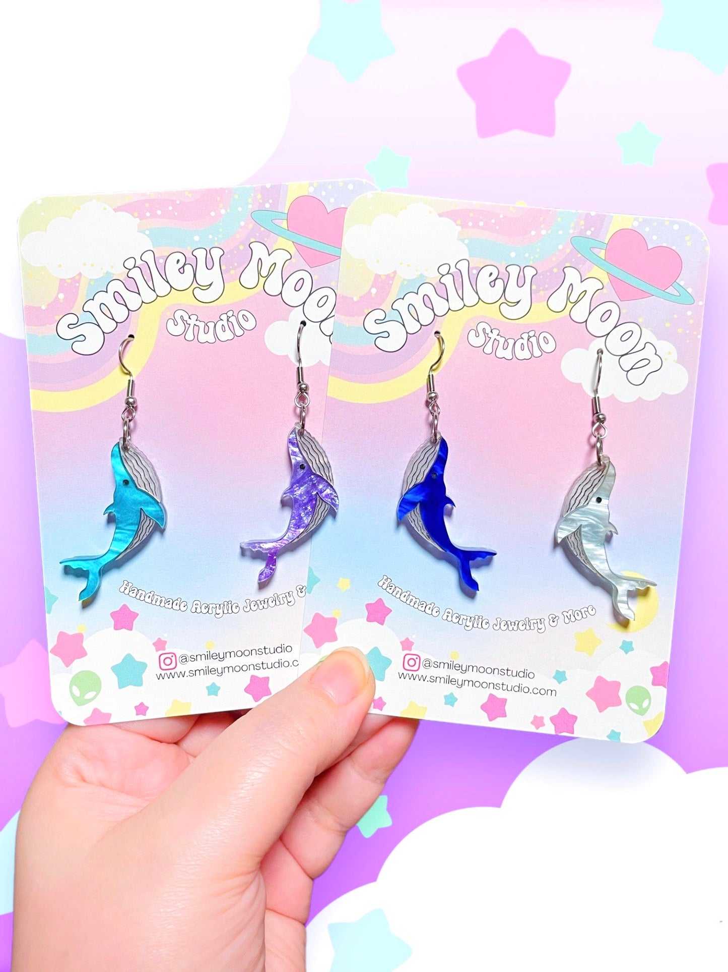 Mini Whale Acrylic Earrings