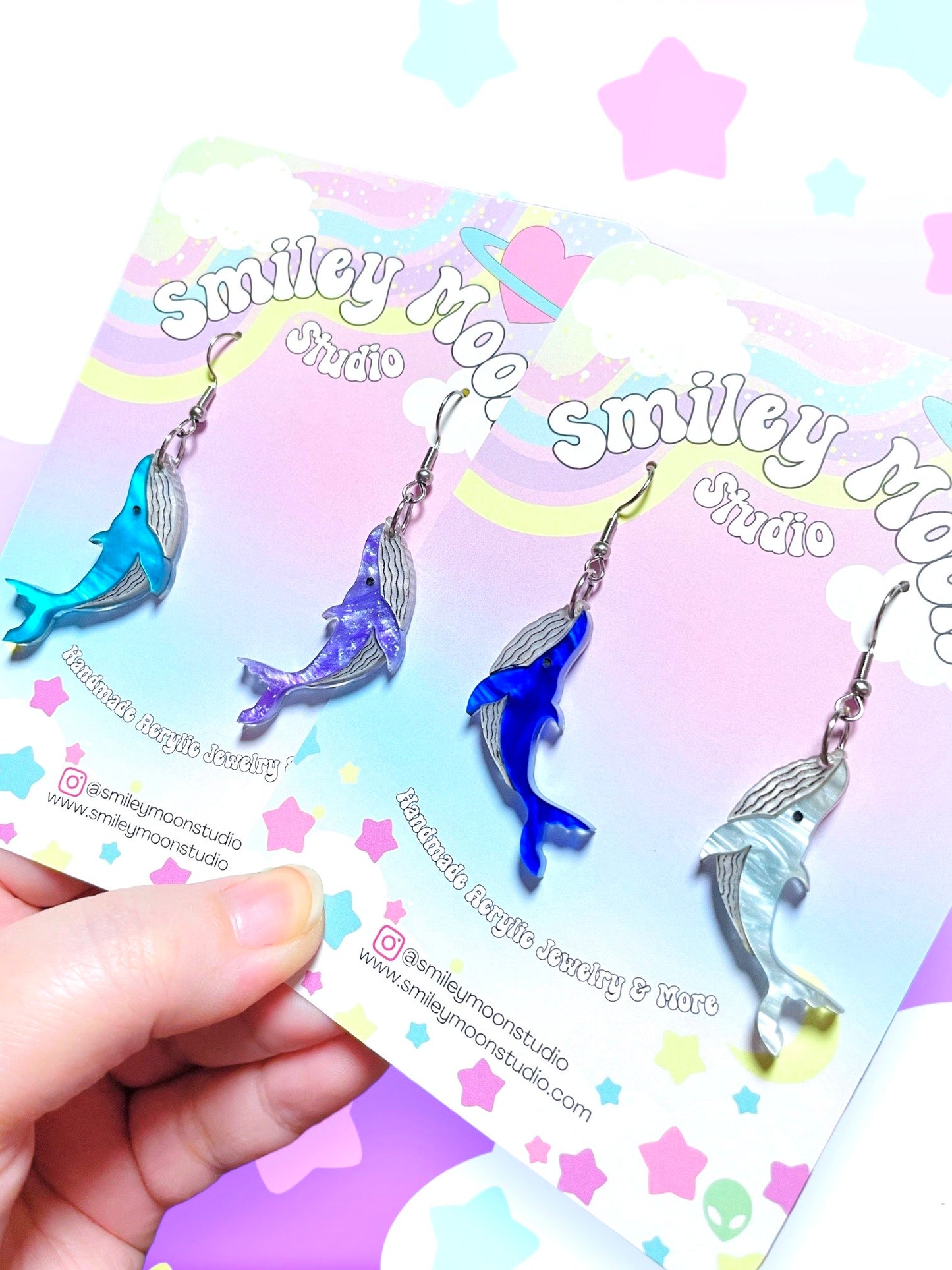 Mini Whale Acrylic Earrings