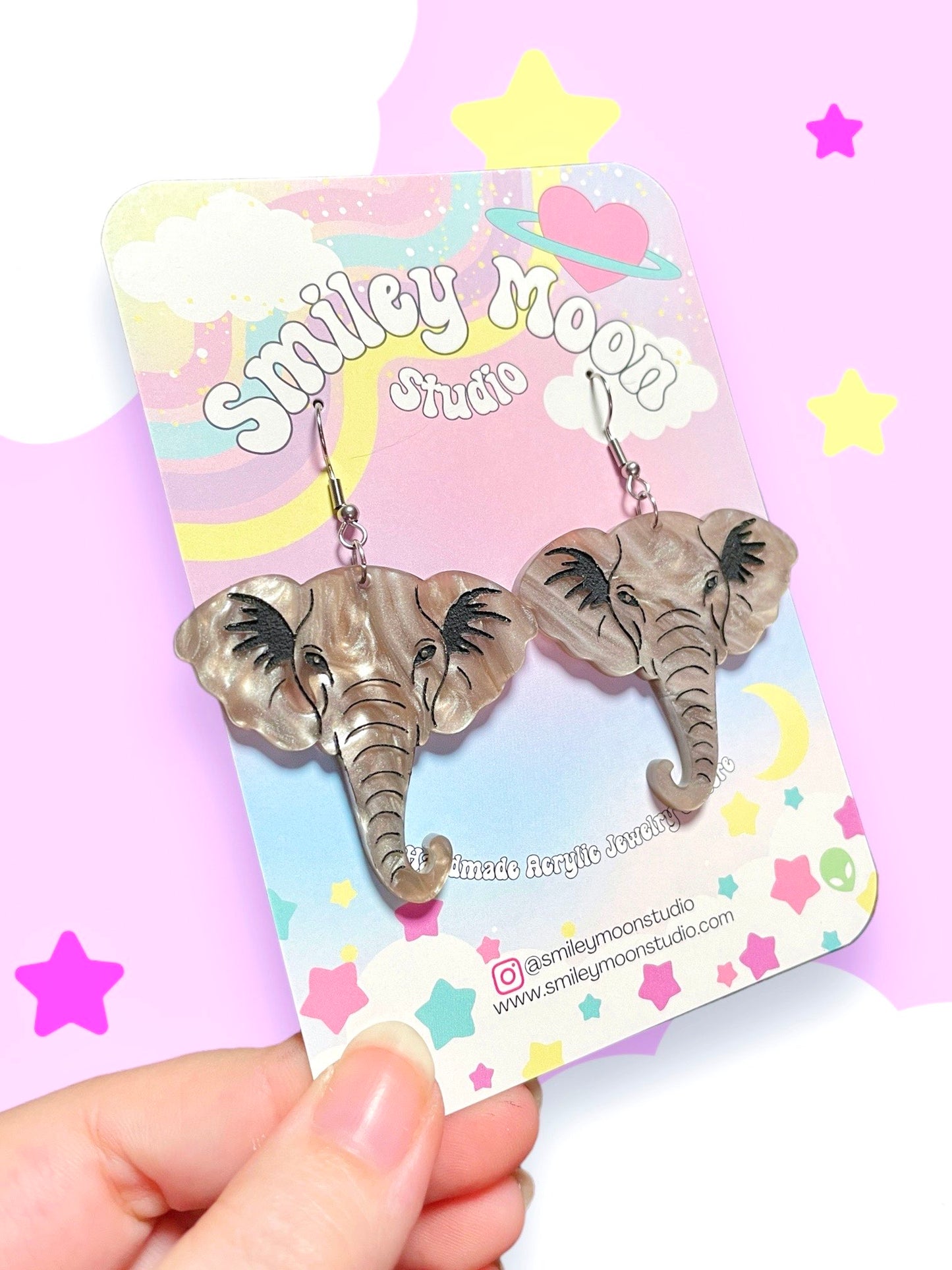 Elephant Acrylic Earrings