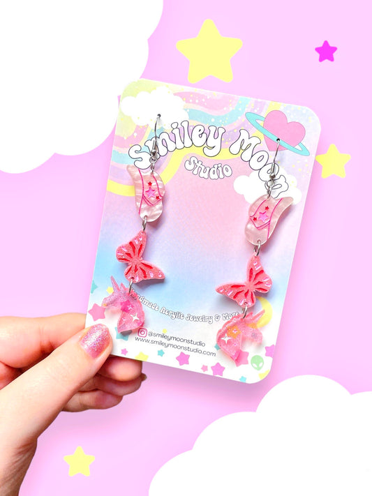 Pink Pony Stacks, Acrylic Earrings