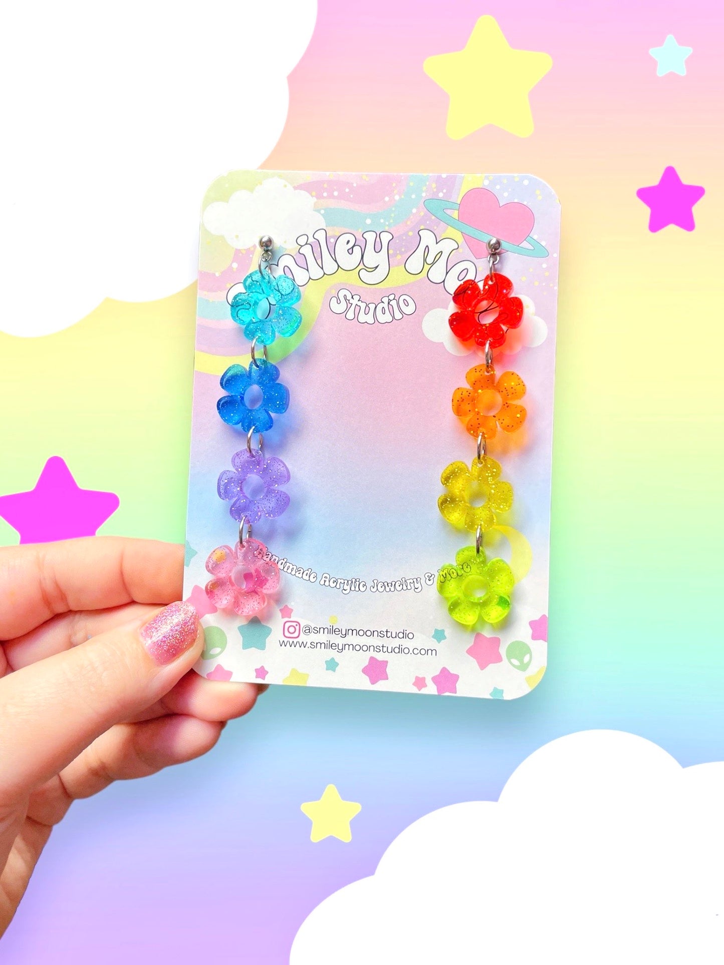 Jelly Pride Flowers, Acrylic Earrings