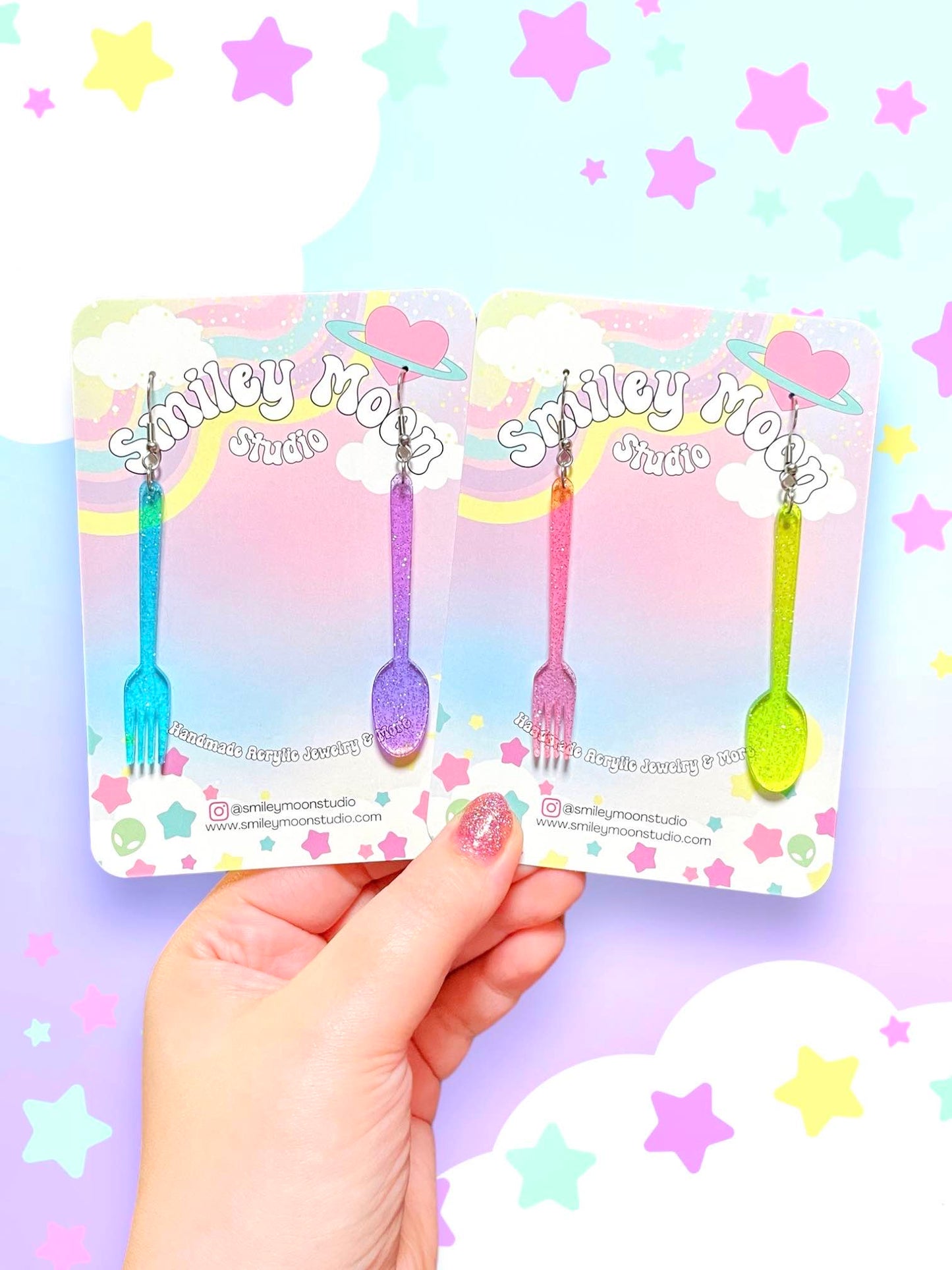 Glitter Utensils, Acrylic Earrings