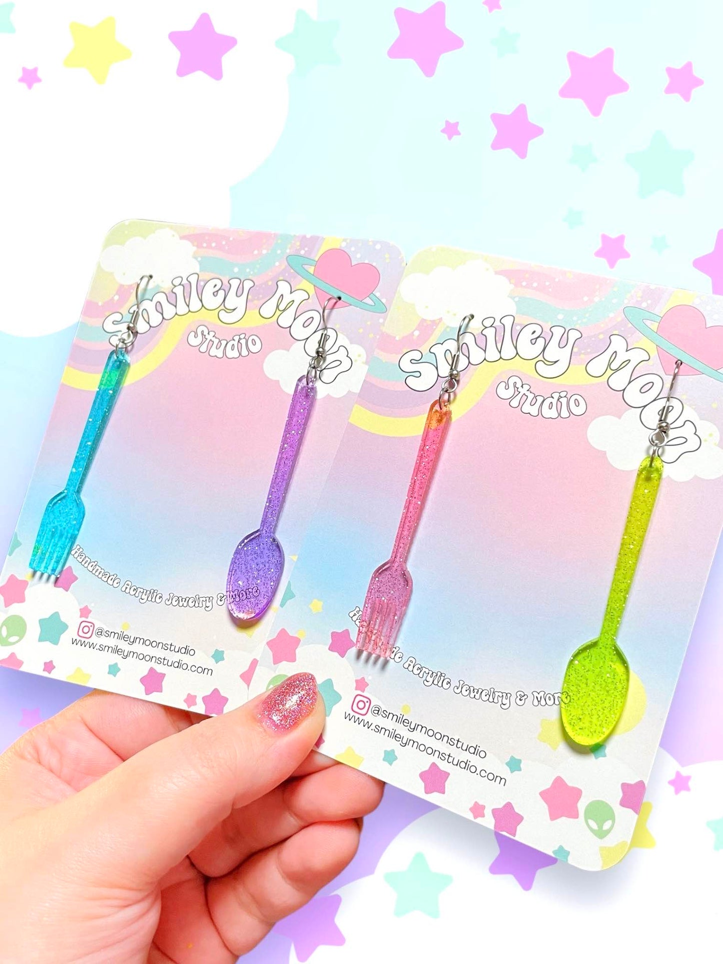 Glitter Utensils, Acrylic Earrings