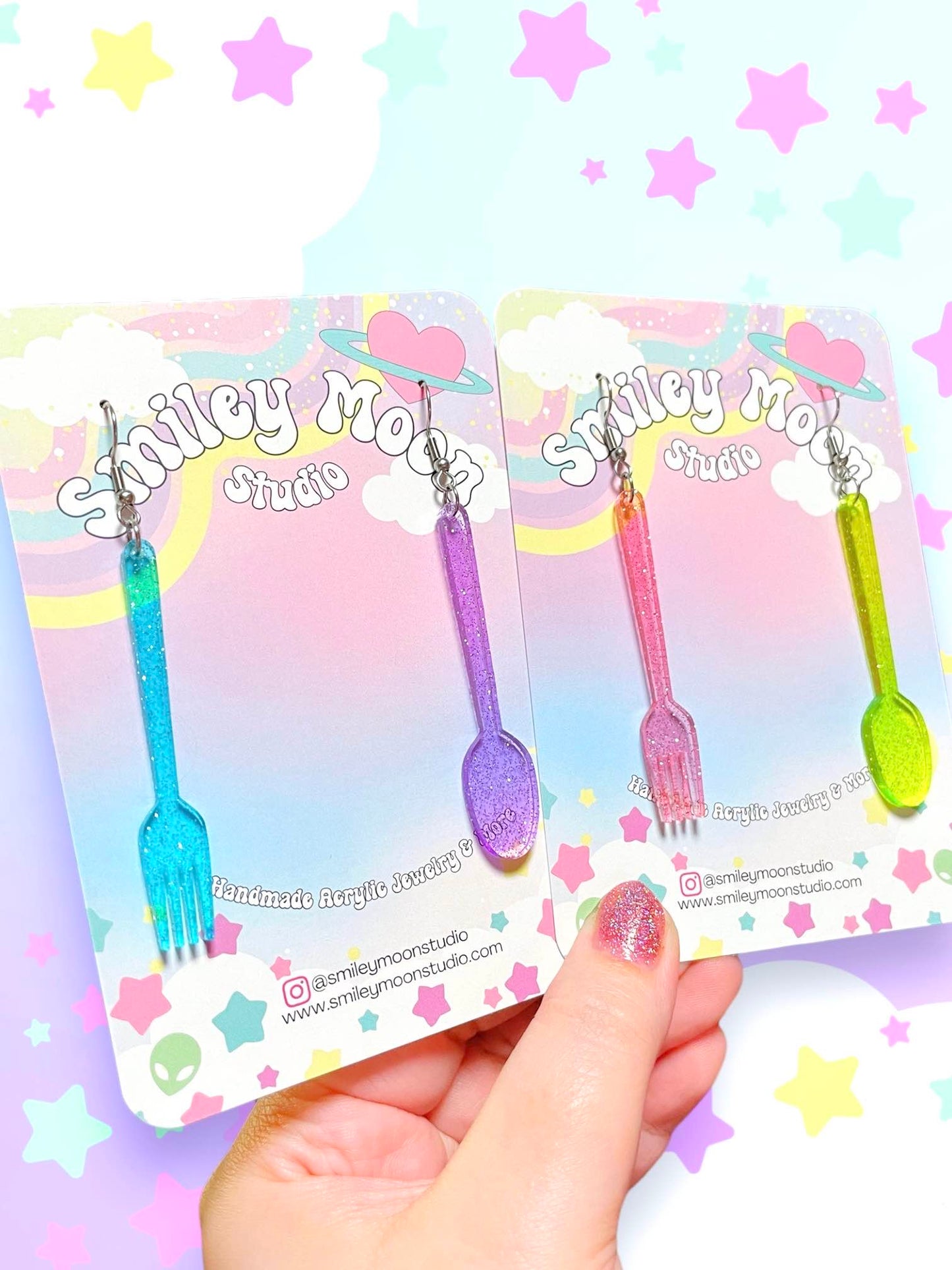 Glitter Utensils, Acrylic Earrings