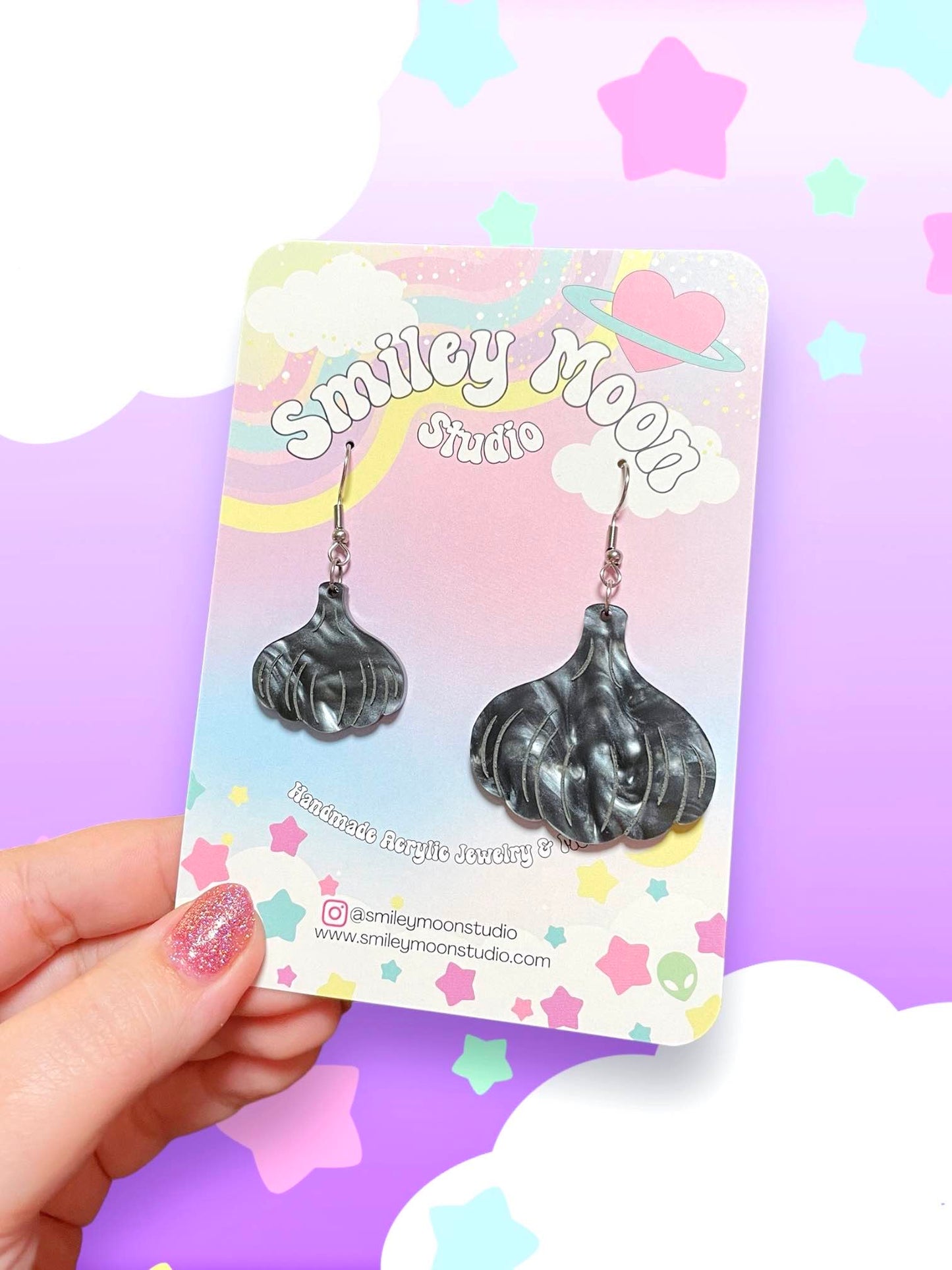 Black Garlic, Acrylic Earrings