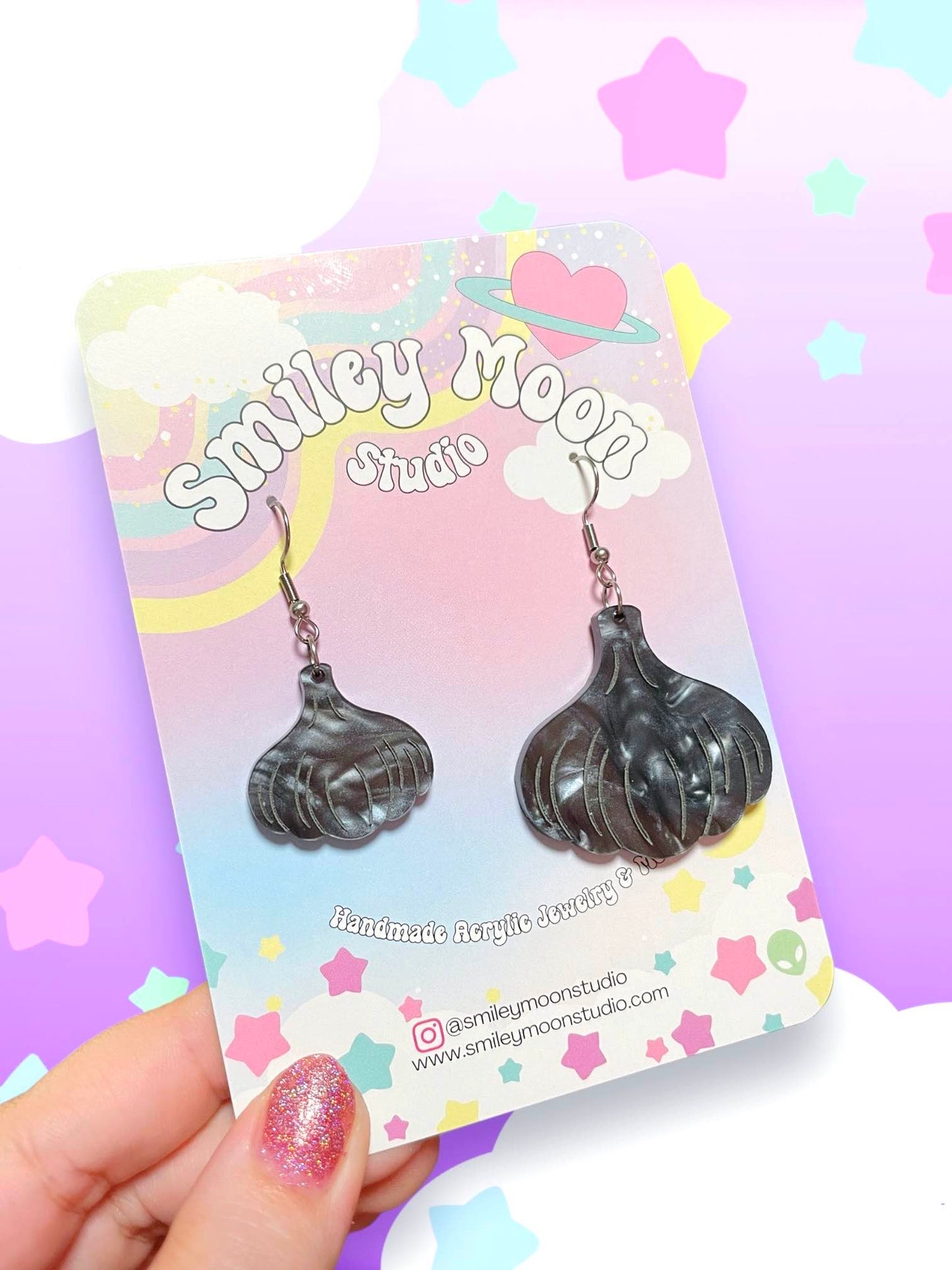 Black Garlic, Acrylic Earrings