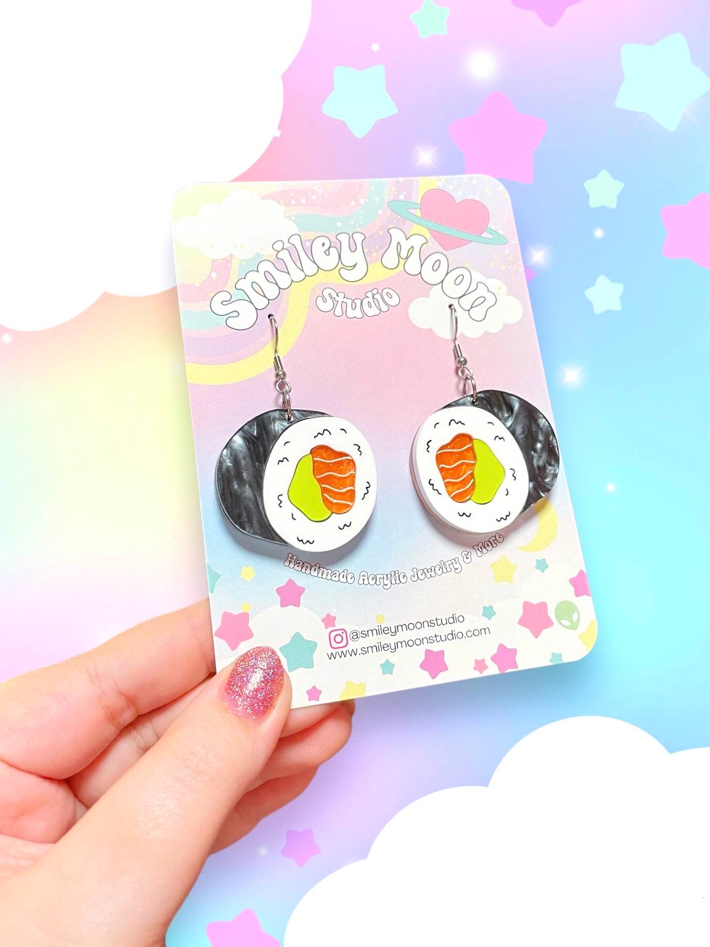 Sushi Roll, Acrylic Earrings