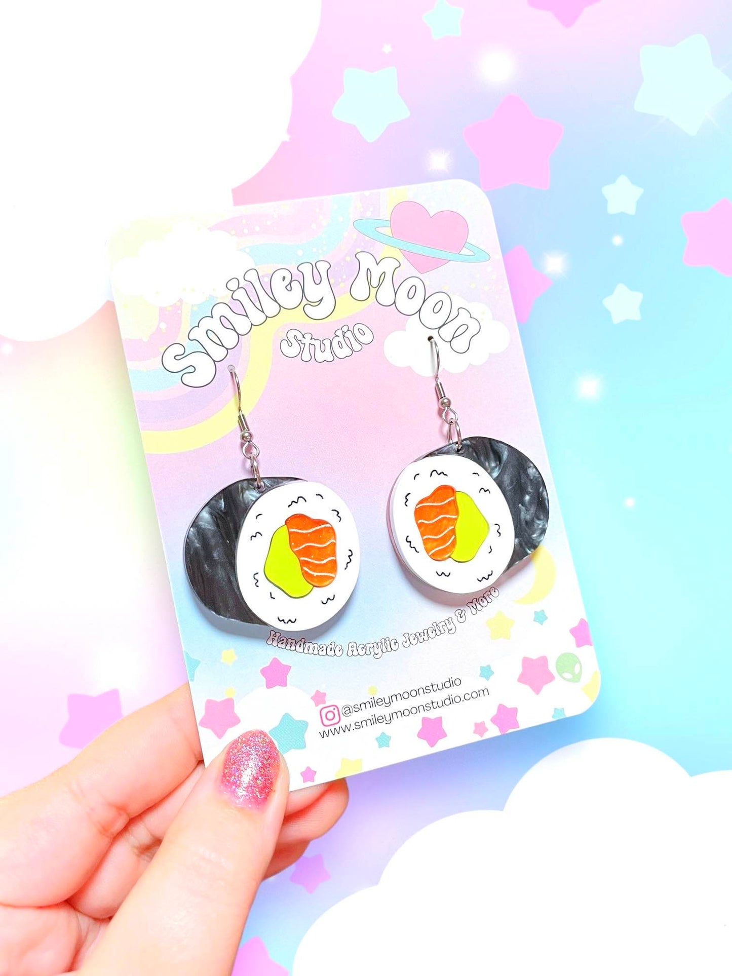 Sushi Roll, Acrylic Earrings