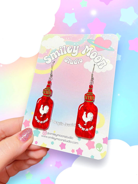 Spicy Rooster Sauce, Acrylic Earrings