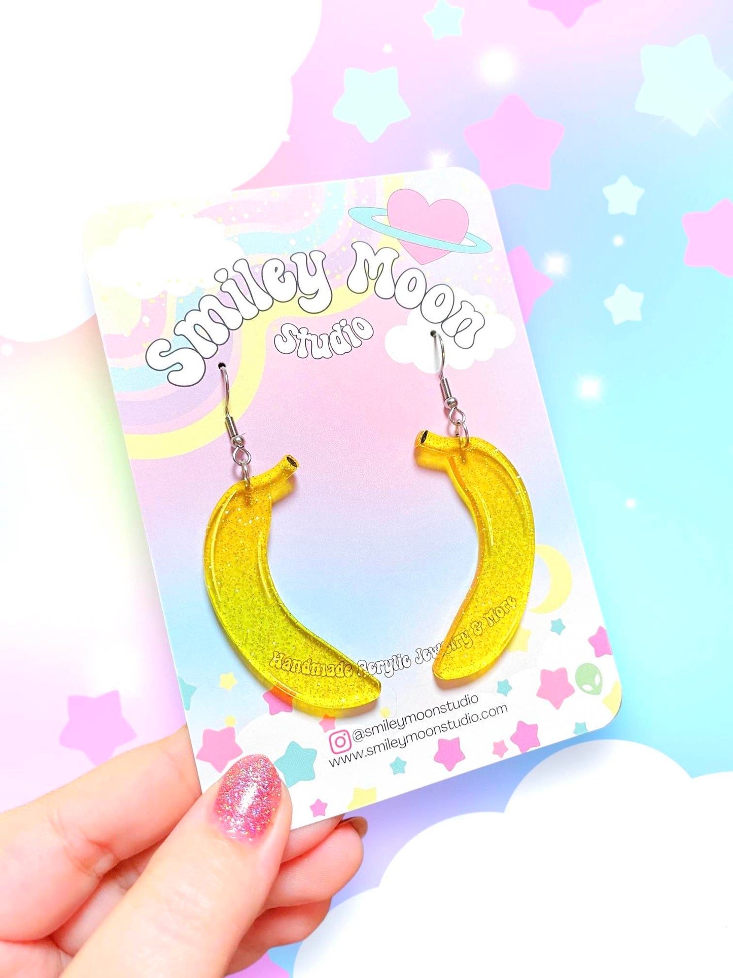 Jelly Bananas, Acrylic Earrings