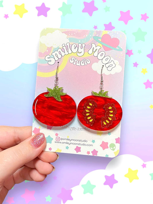 Juicy Tomato, Acrylic Earrings