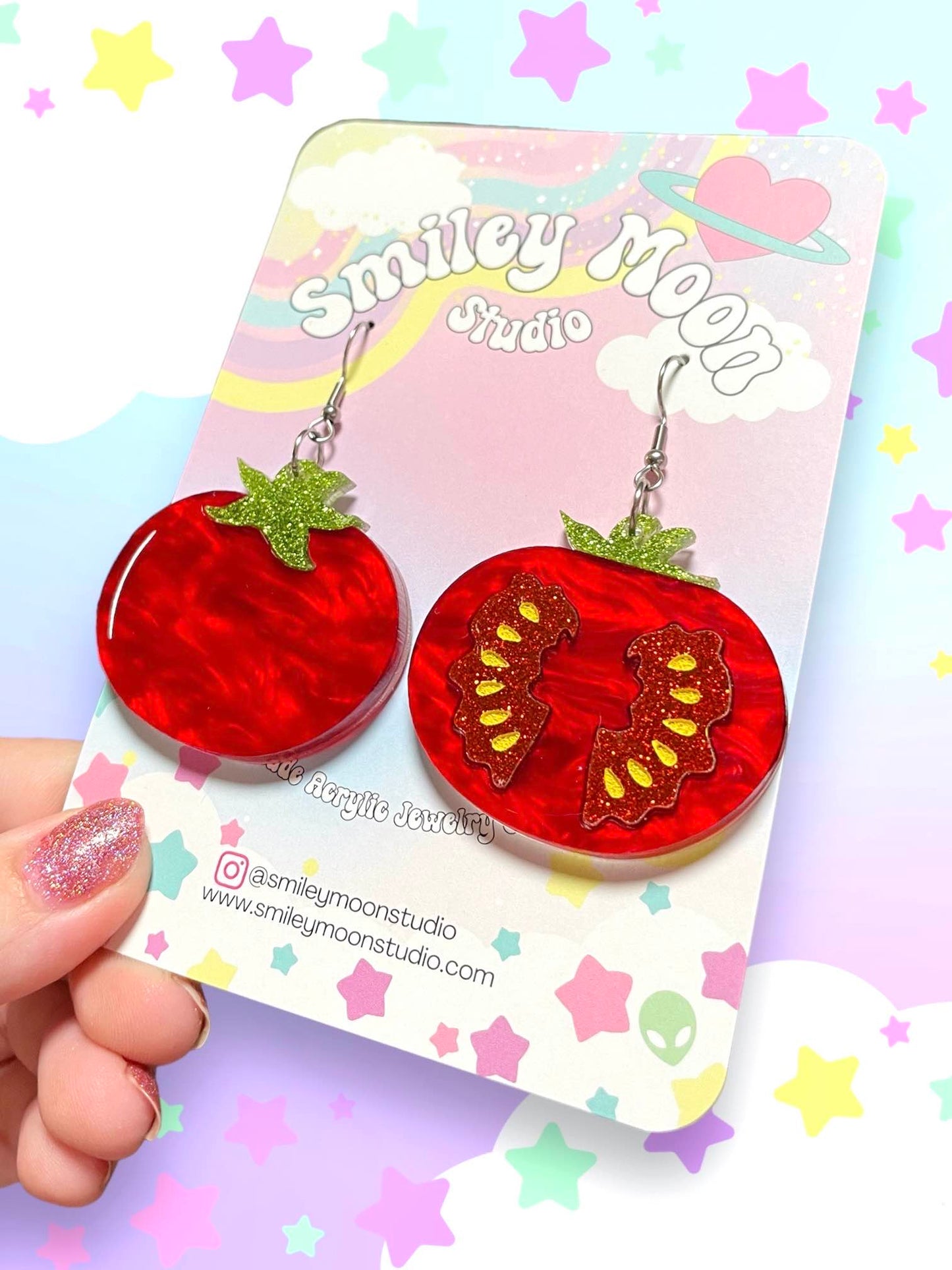 Juicy Tomato, Acrylic Earrings