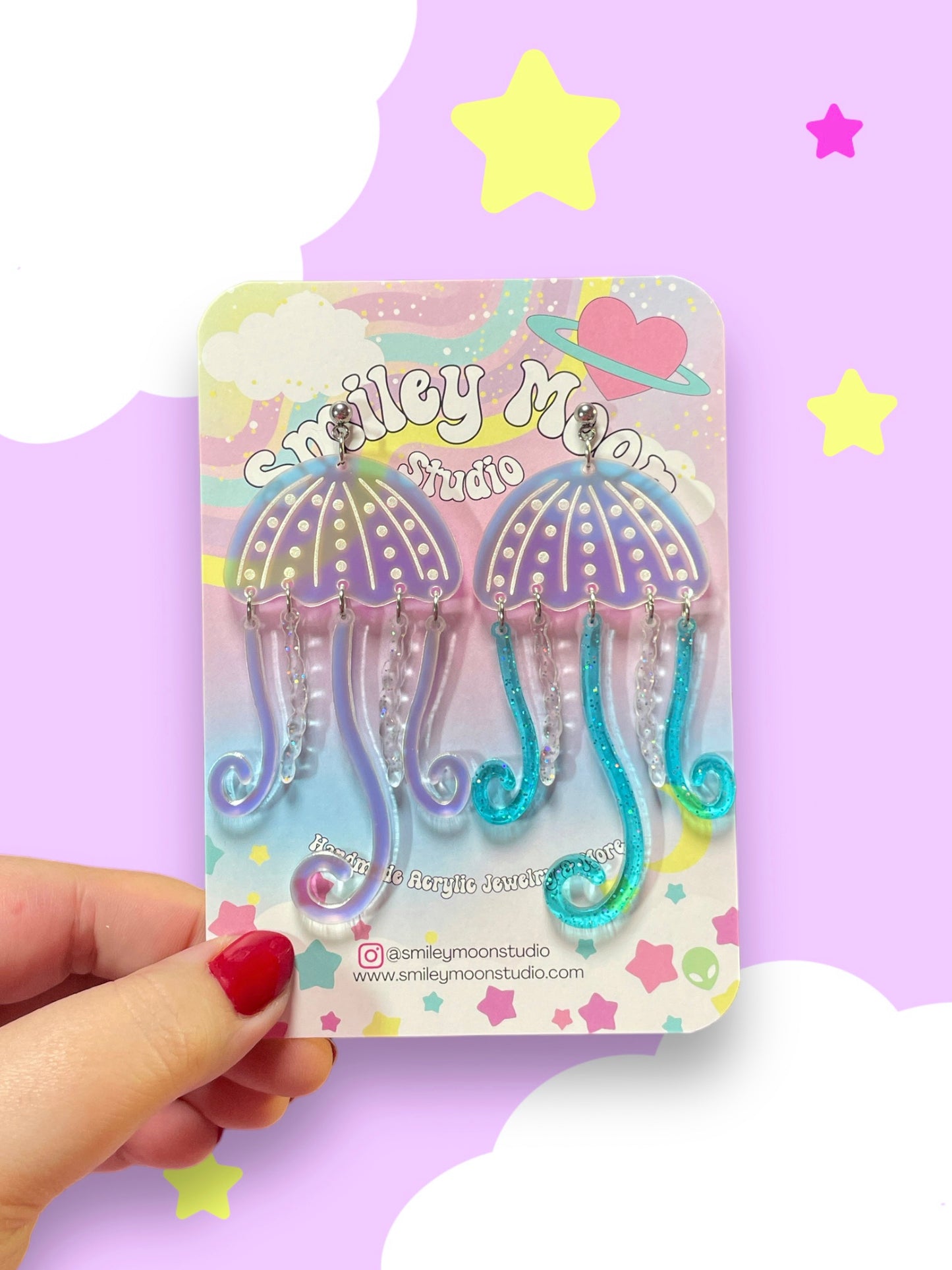 Whimsical Jellyfish Acrylic Earrings