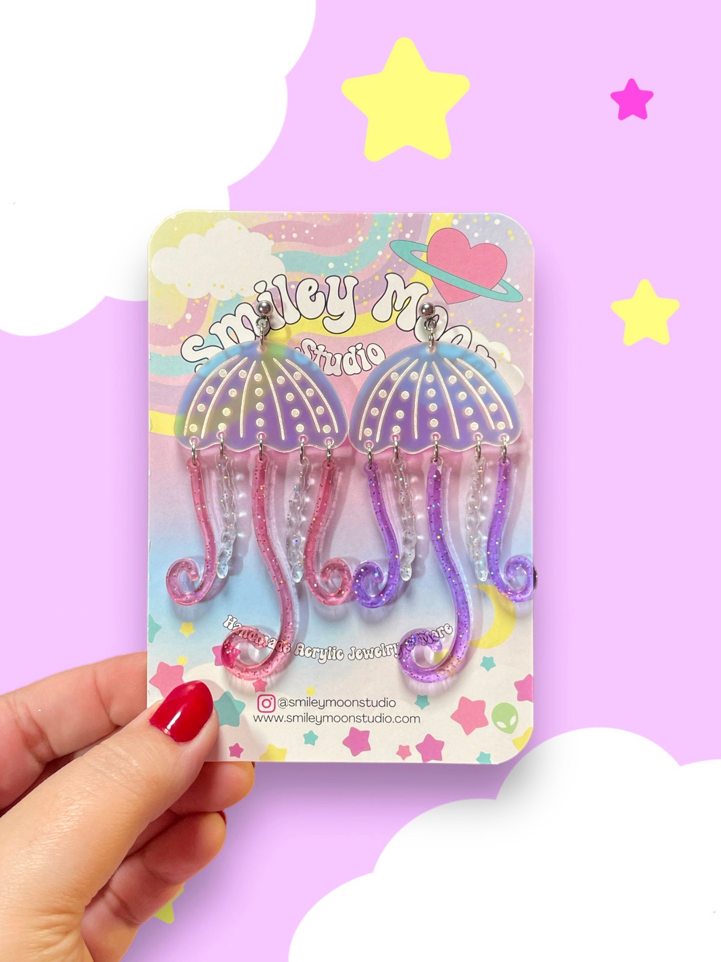 Whimsical Jellyfish Acrylic Earrings