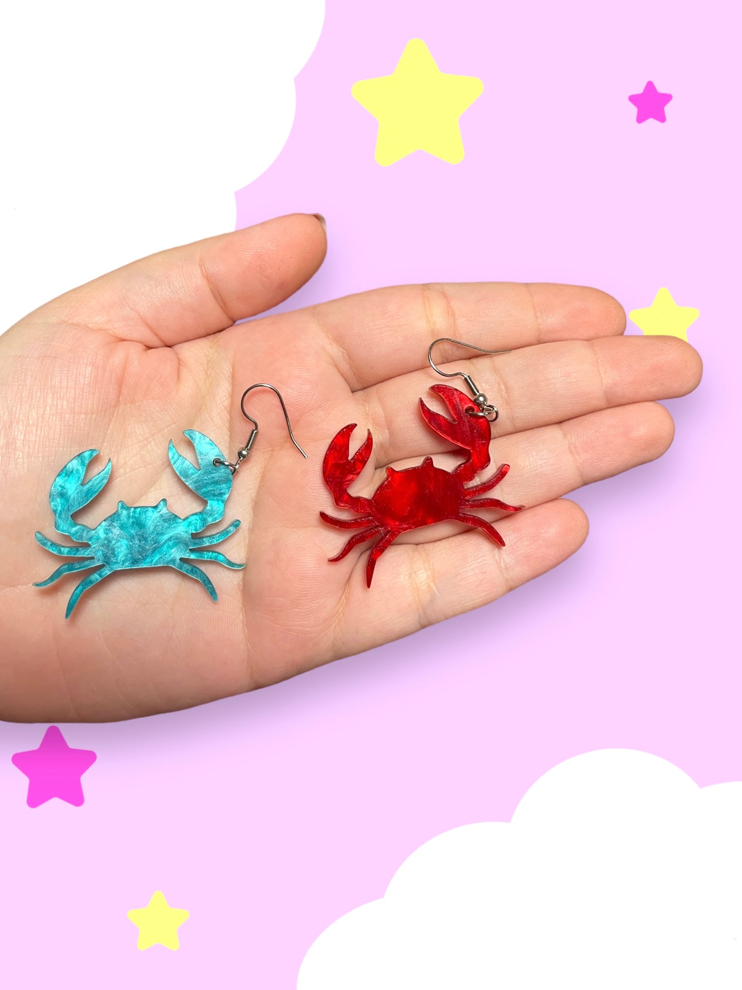 Crab Acrylic Earrings