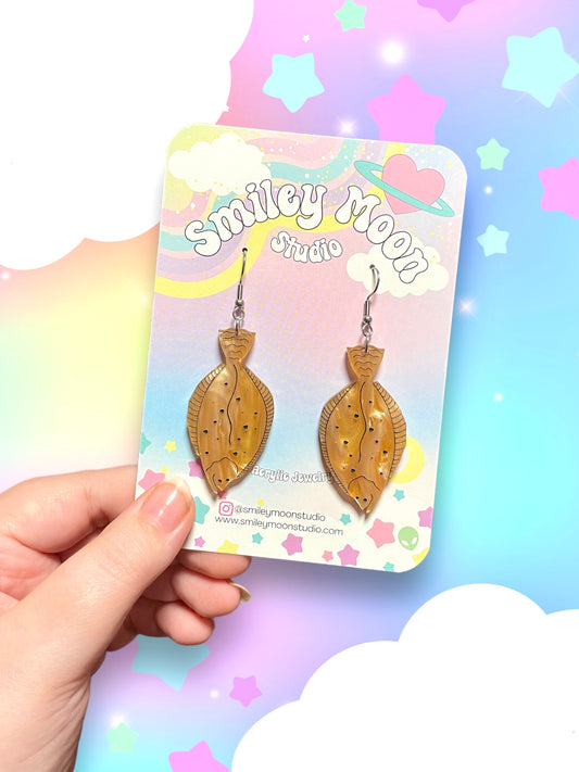 Flounder, Acrylic Earrings